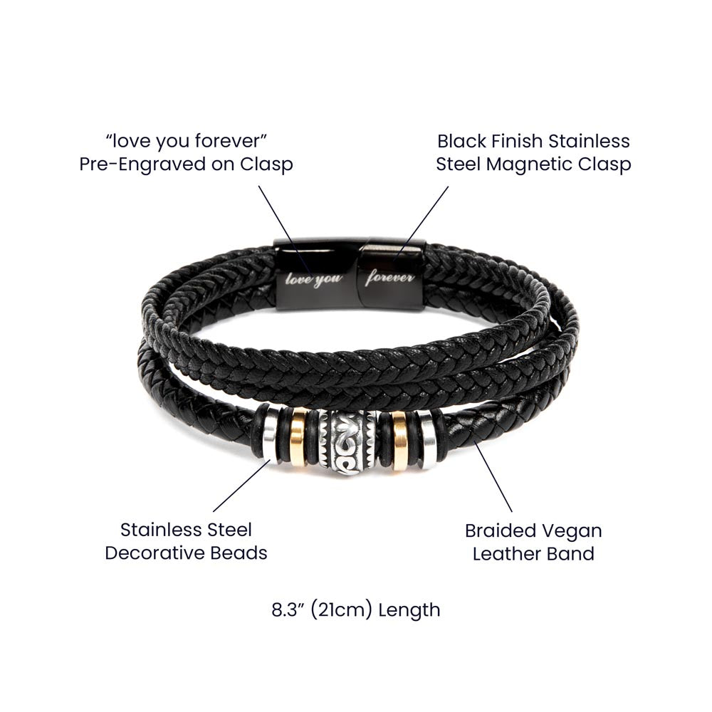 To My Husband – Men's Leather Bracelet Gift | Romantic Anniversary or Birthday Gift from Wife