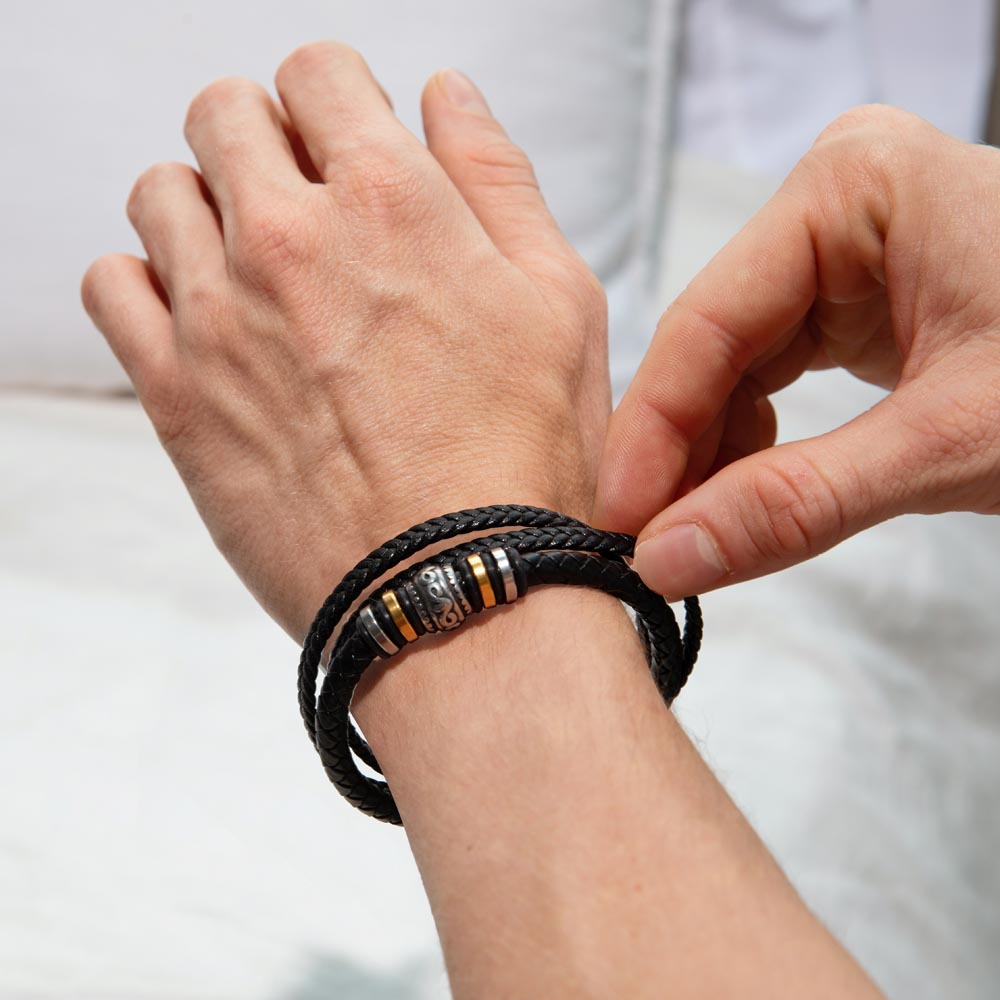 To My Husband – Men's Leather Bracelet Gift | Romantic Anniversary or Birthday Gift from Wife
