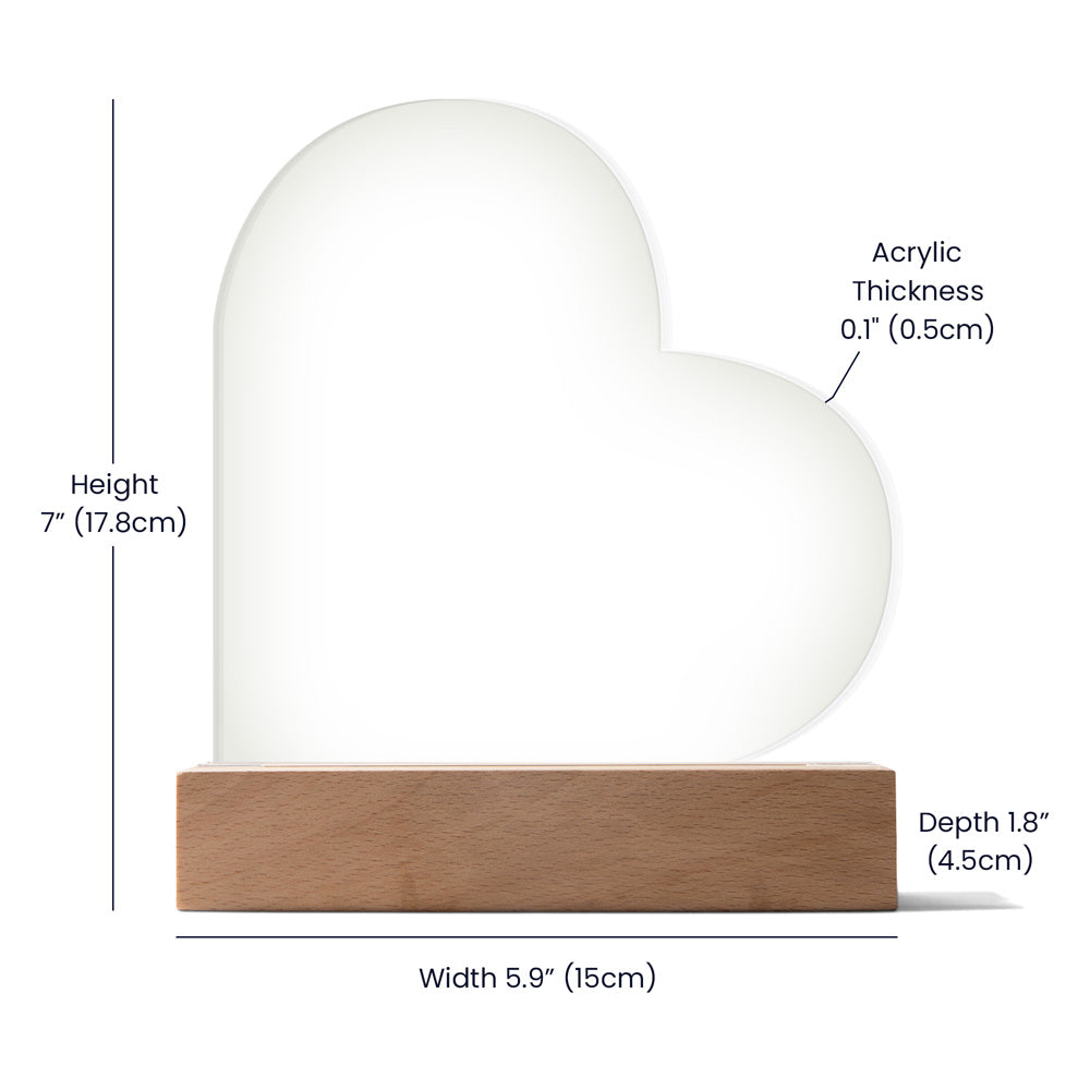 👼 Angel Baby Memorial – Personalized Heart-Shaped Acrylic Plaque with Cherub Art & LED Light | “Loved for Eternity” Keepsake