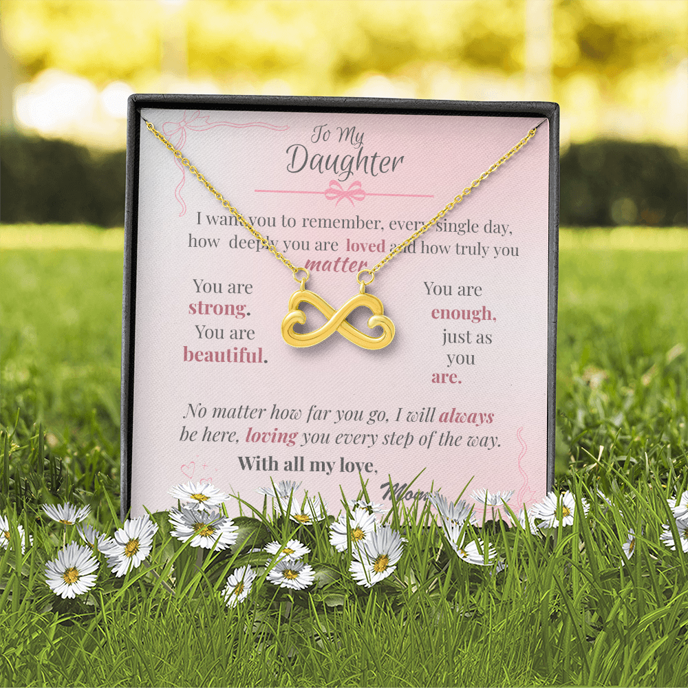 To My Daughter – Endless Love Necklace with Affirmation Message Card