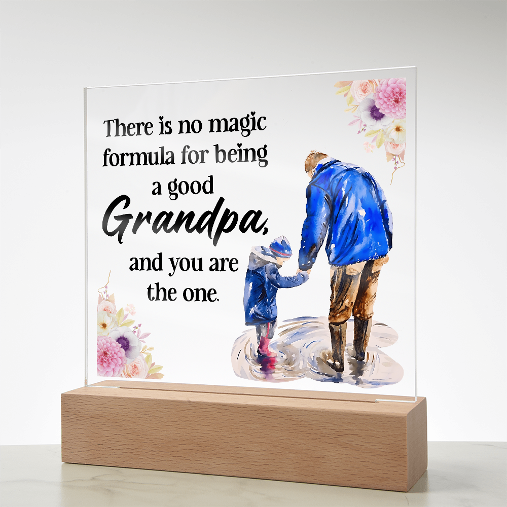 💙 “To the Best Grandpa” Acrylic Plaque with LED Base – Sentimental Gift from Grandkids