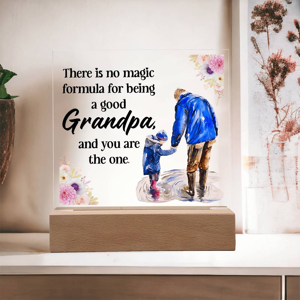 💙 “To the Best Grandpa” Acrylic Plaque with LED Base – Sentimental Gift from Grandkids