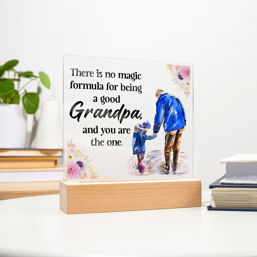 💙 “To the Best Grandpa” Acrylic Plaque with LED Base – Sentimental Gift from Grandkids