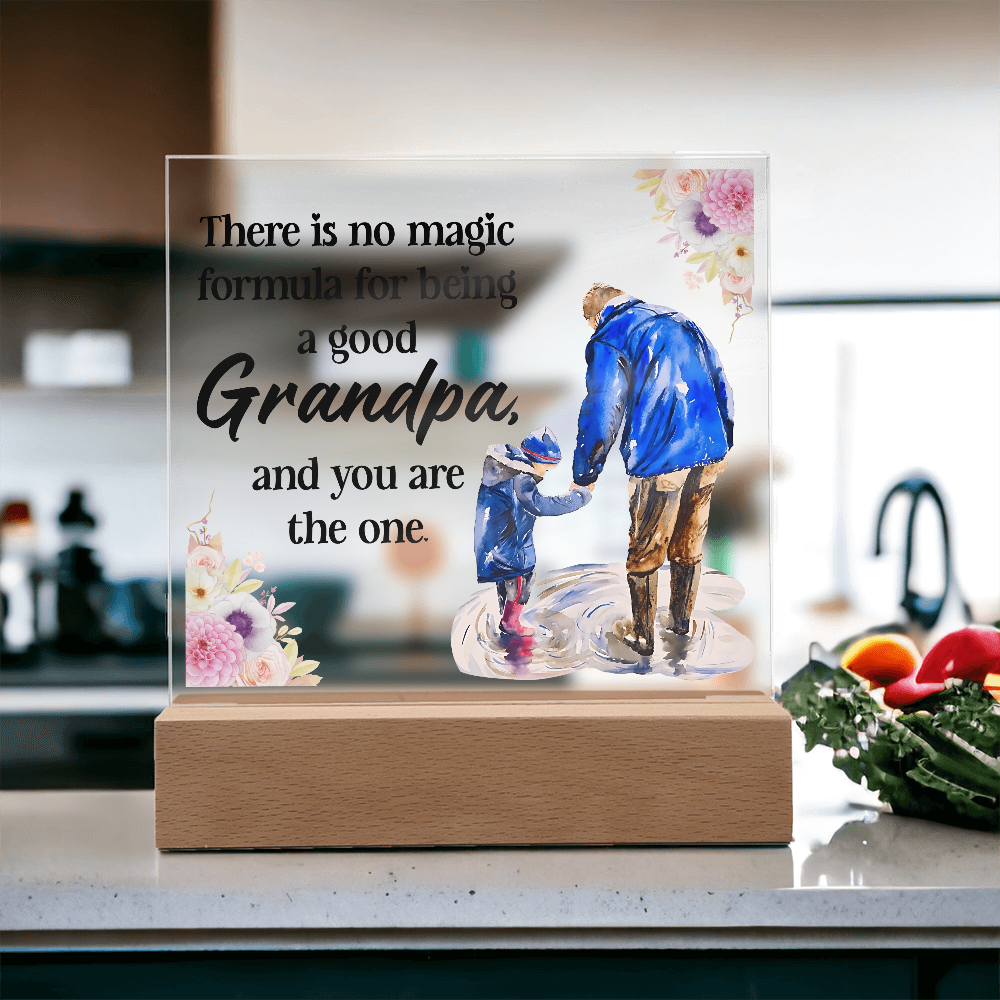 💙 “To the Best Grandpa” Acrylic Plaque with LED Base – Sentimental Gift from Grandkids
