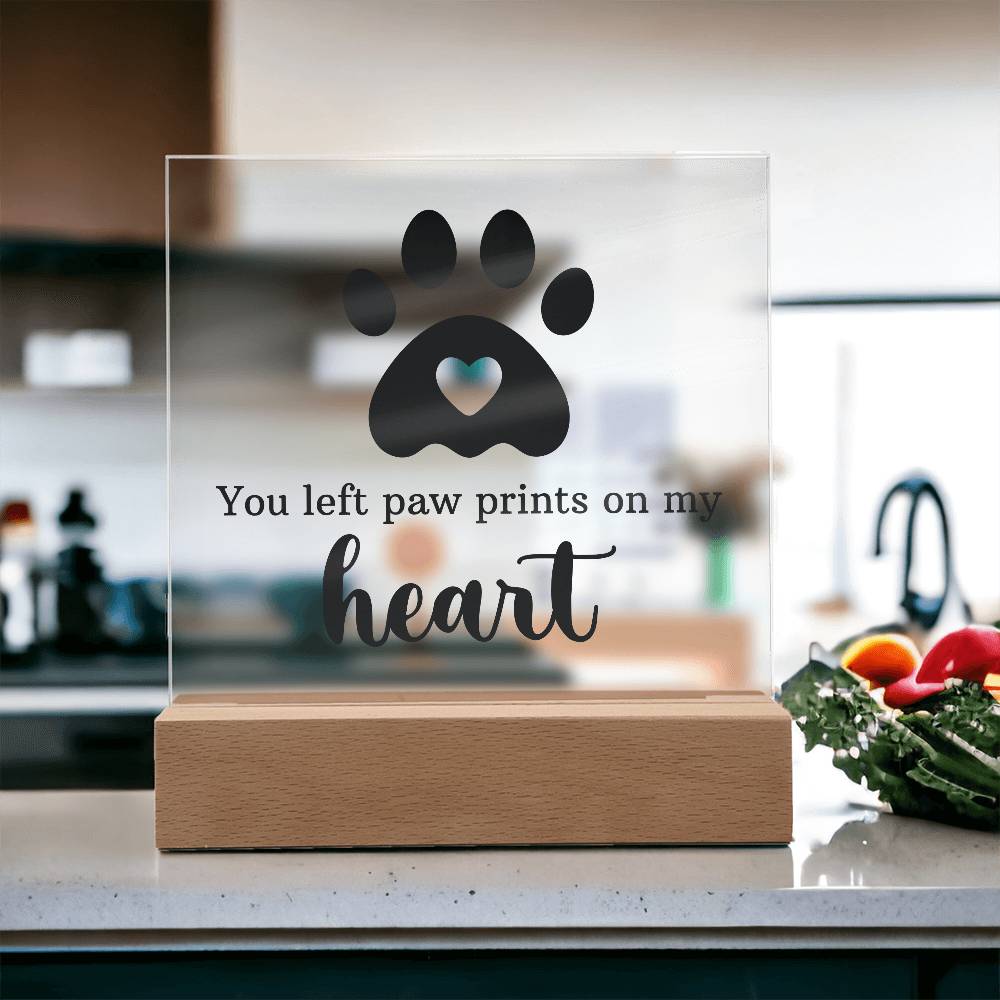 You Left Paw Prints on My Heart – Acrylic Keepsake Light
