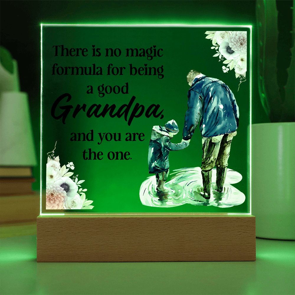 💙 “To the Best Grandpa” Acrylic Plaque with LED Base – Sentimental Gift from Grandkids