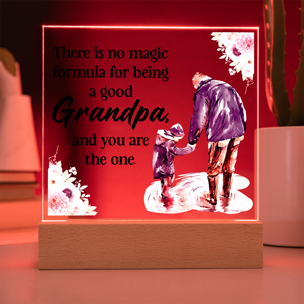 💙 “To the Best Grandpa” Acrylic Plaque with LED Base – Sentimental Gift from Grandkids