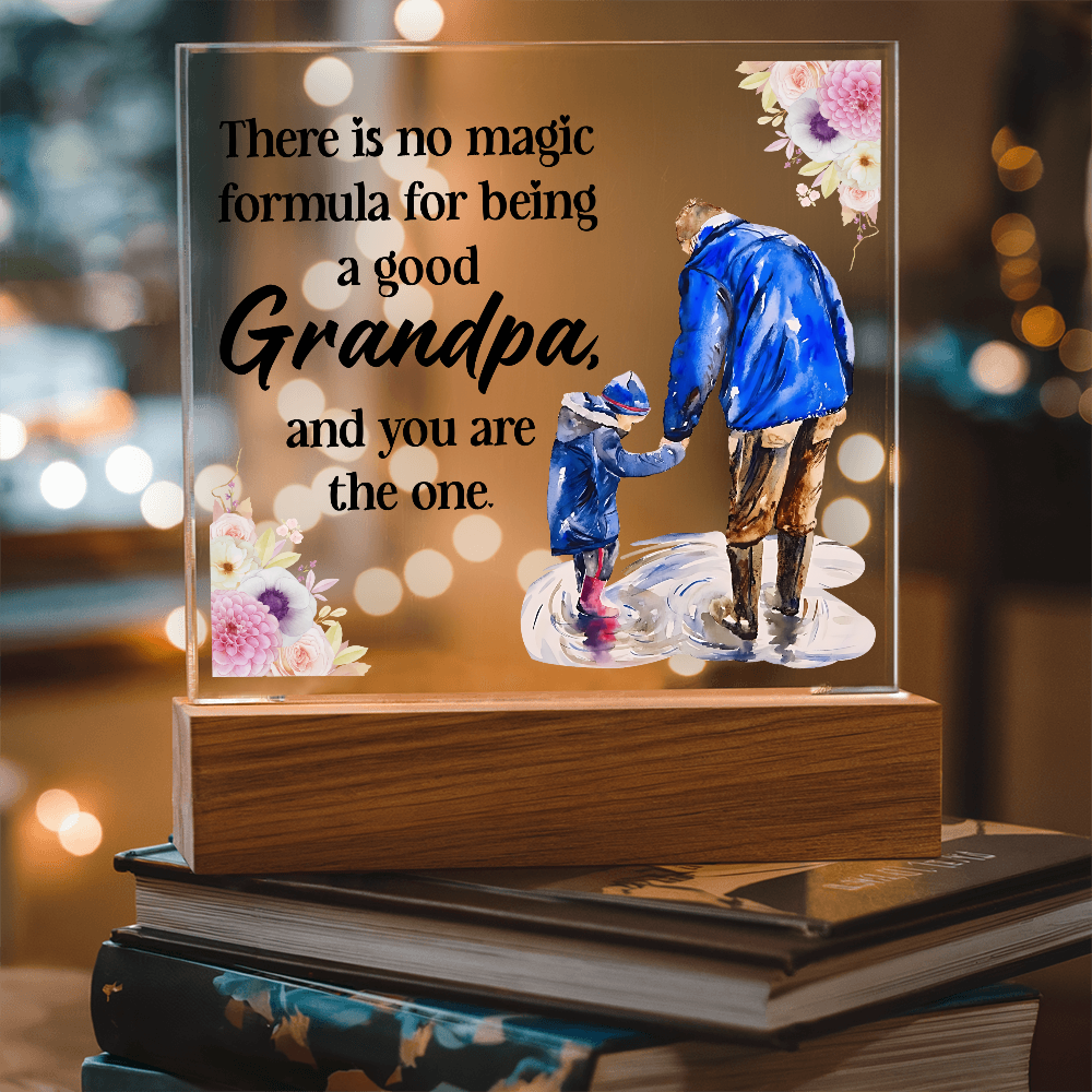 💙 “To the Best Grandpa” Acrylic Plaque with LED Base – Sentimental Gift from Grandkids