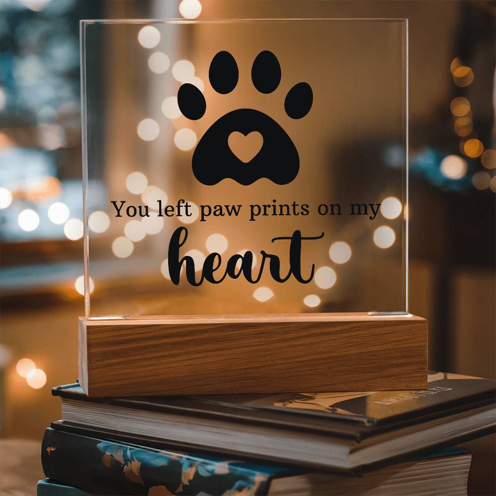You Left Paw Prints on My Heart – Acrylic Keepsake Light