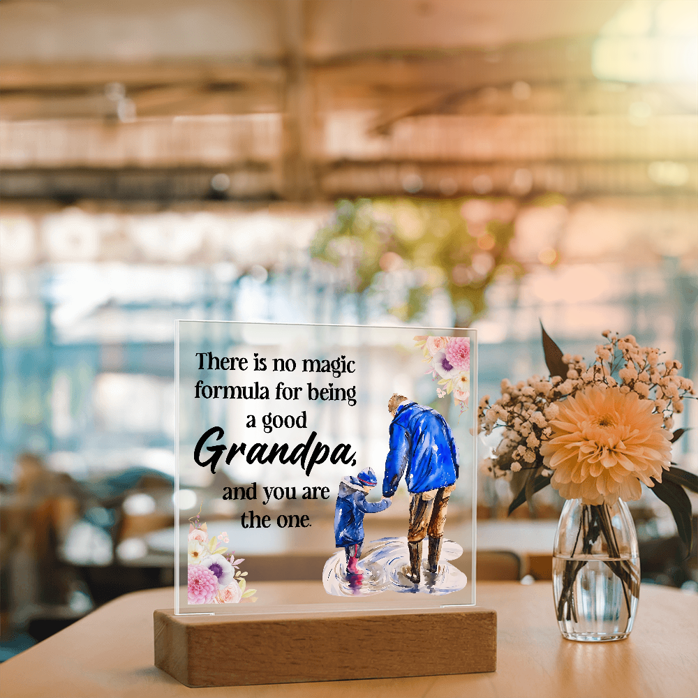 💙 “To the Best Grandpa” Acrylic Plaque with LED Base – Sentimental Gift from Grandkids
