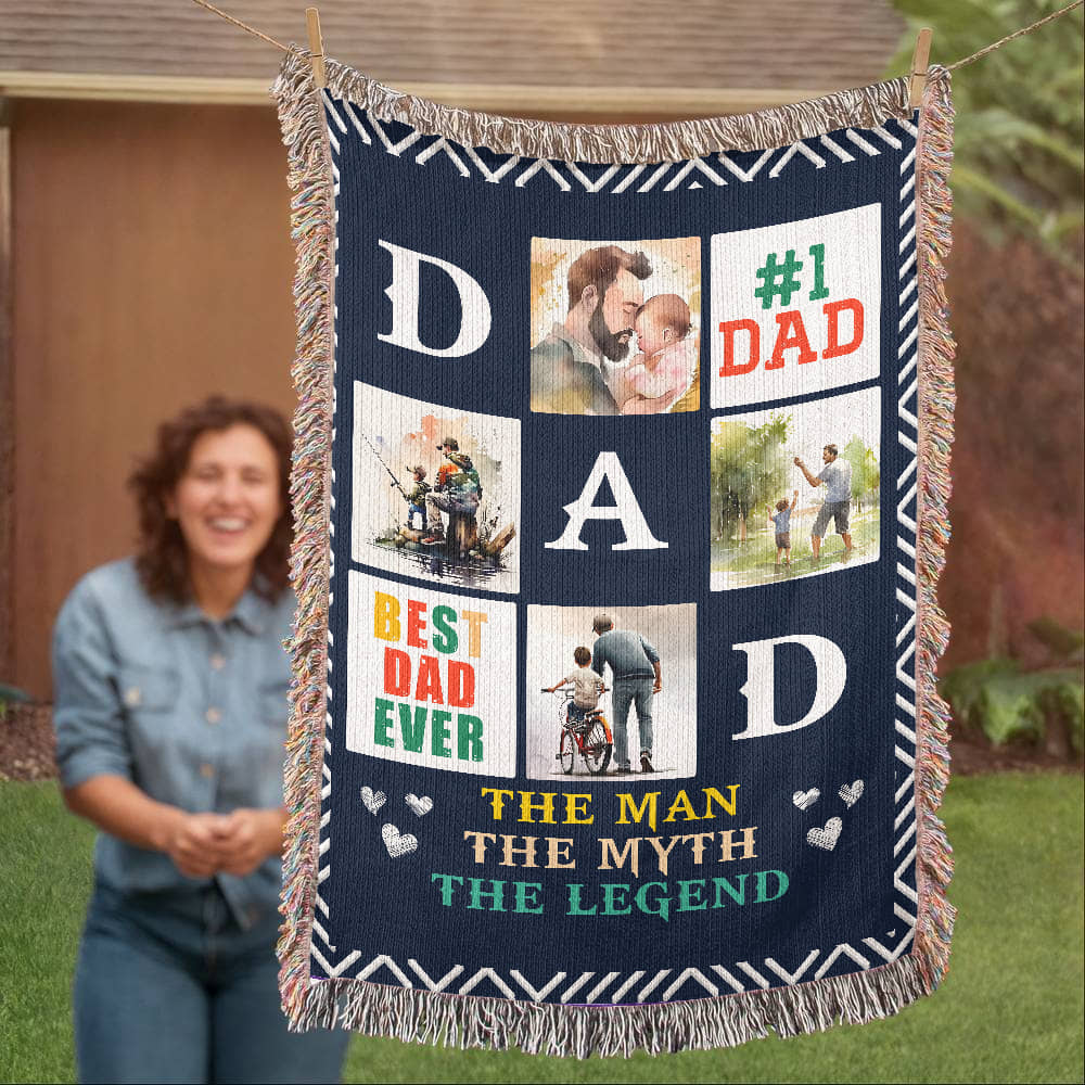 🏆 Best Dad Ever – Woven Blanket
