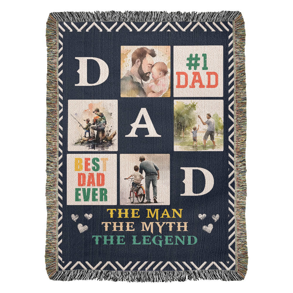 🏆 Best Dad Ever – Woven Blanket