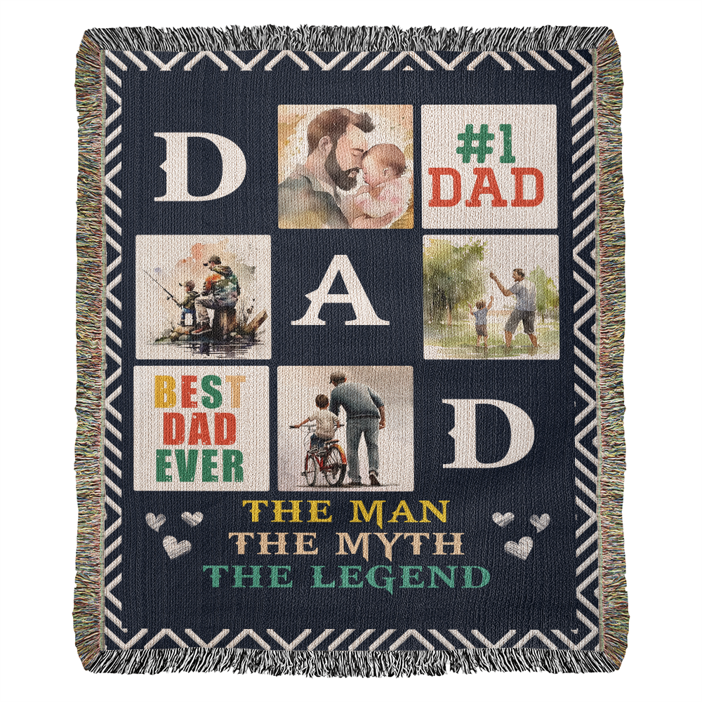 🏆 Best Dad Ever – Woven Blanket