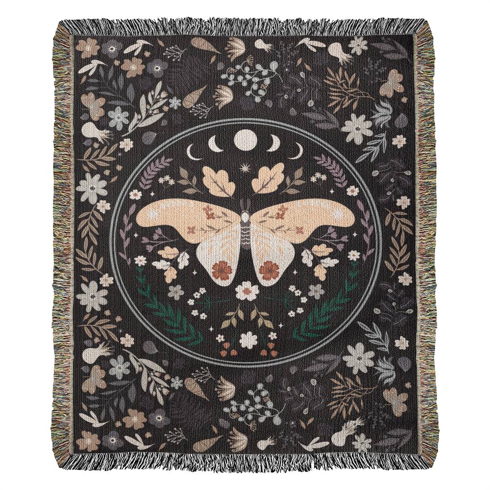 🦋 Bohemian Butterfly Woven Blanket – Floral Heirloom Throw