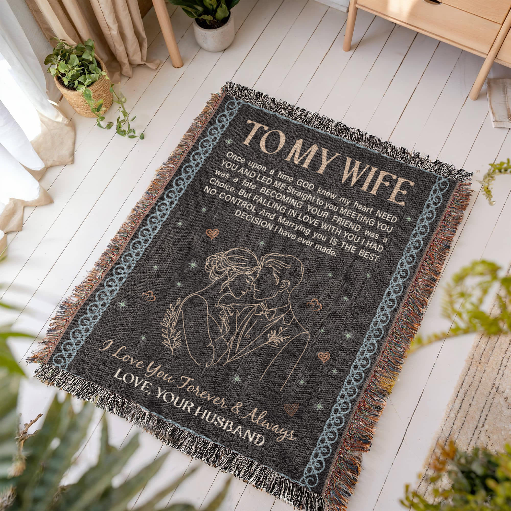 💍 To My Wife – Heirloom Woven Blanket