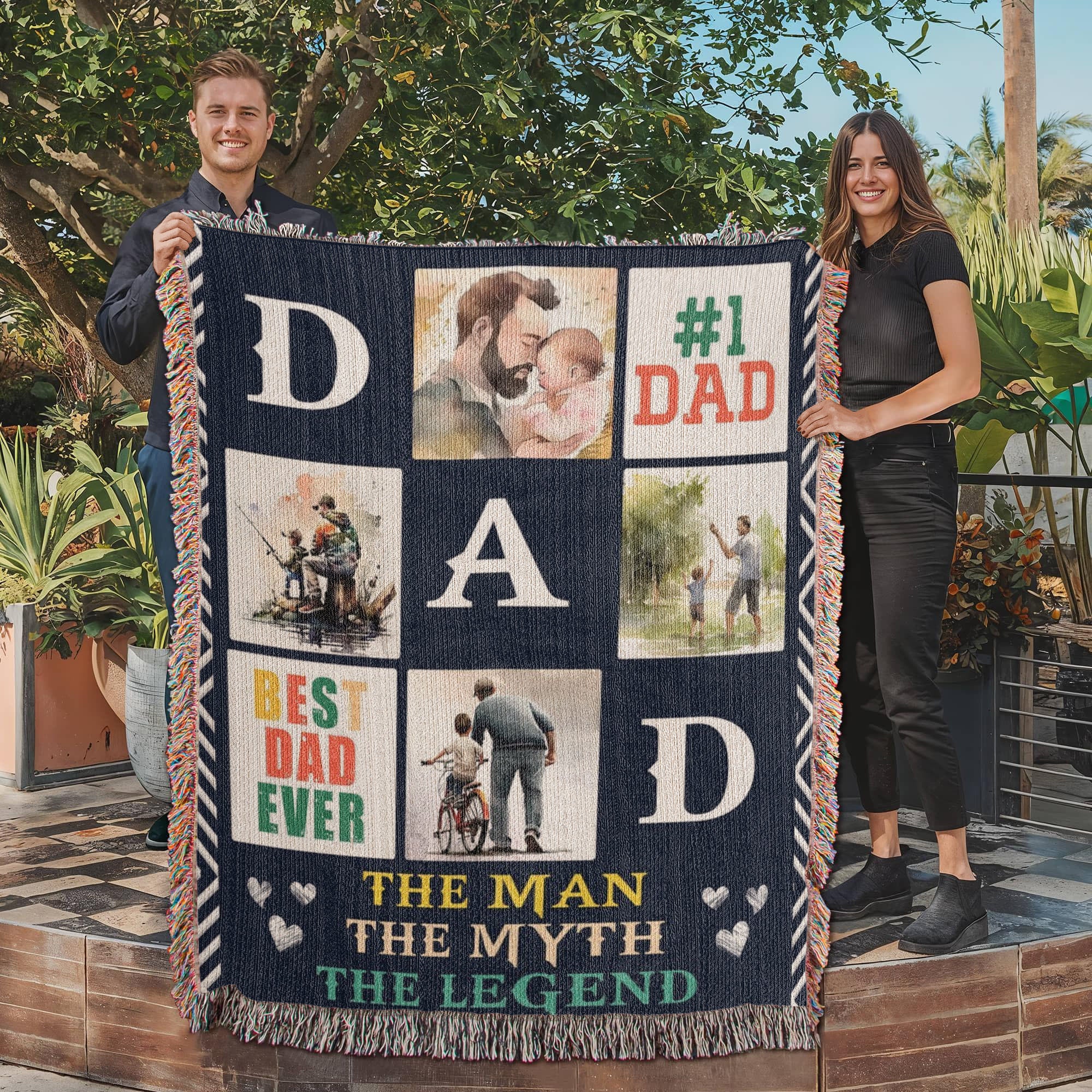🏆 Best Dad Ever – Woven Blanket