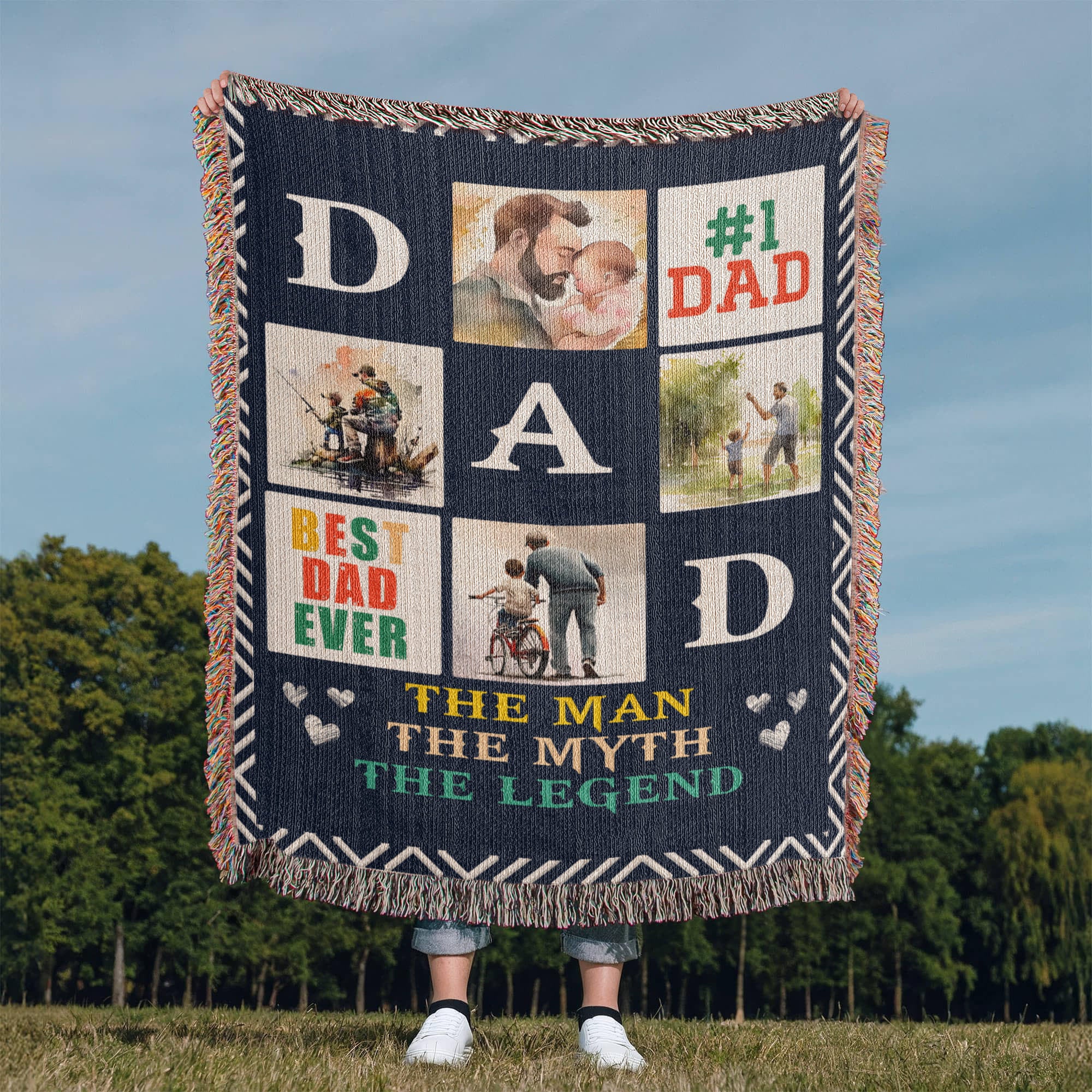 🏆 Best Dad Ever – Woven Blanket