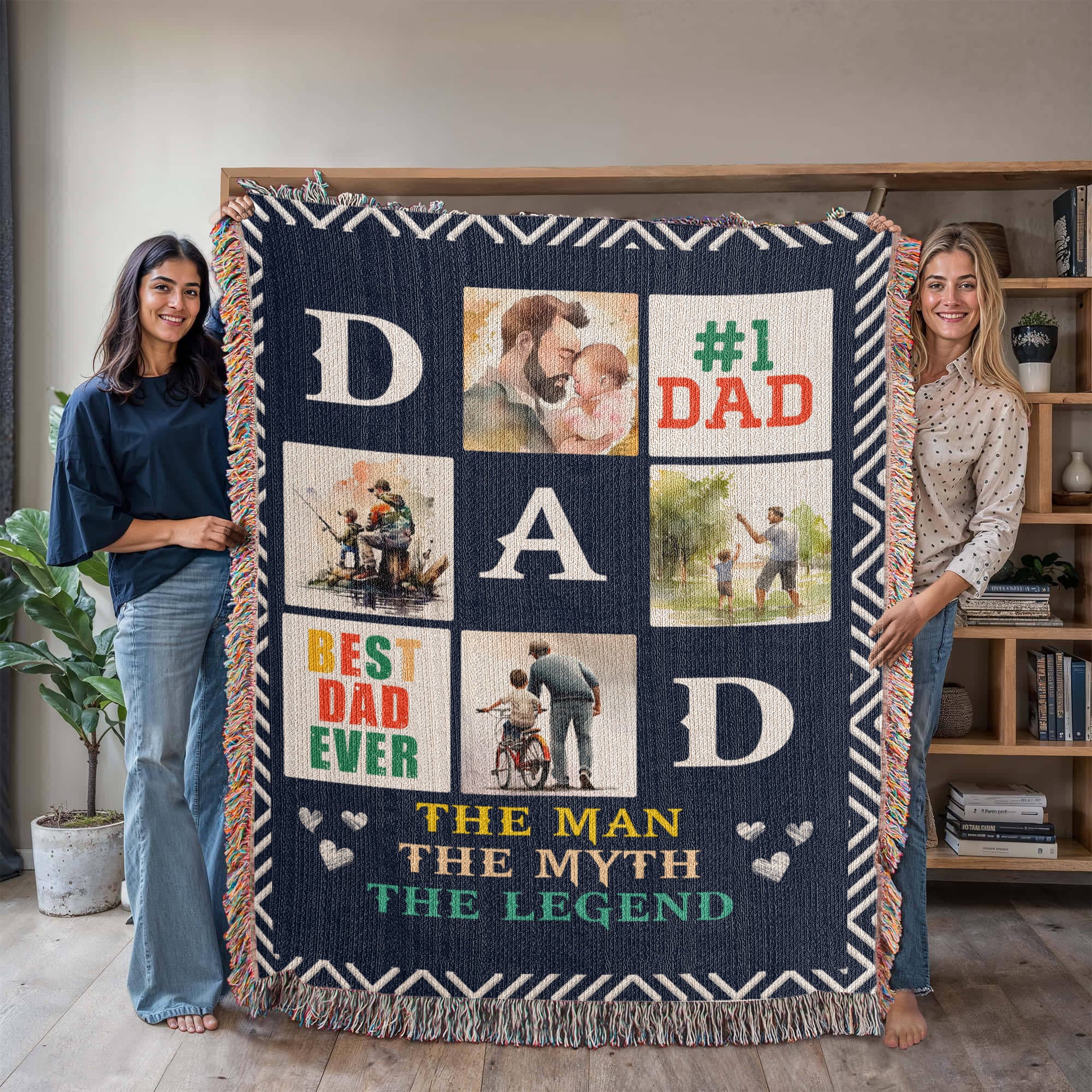 🏆 Best Dad Ever – Woven Blanket