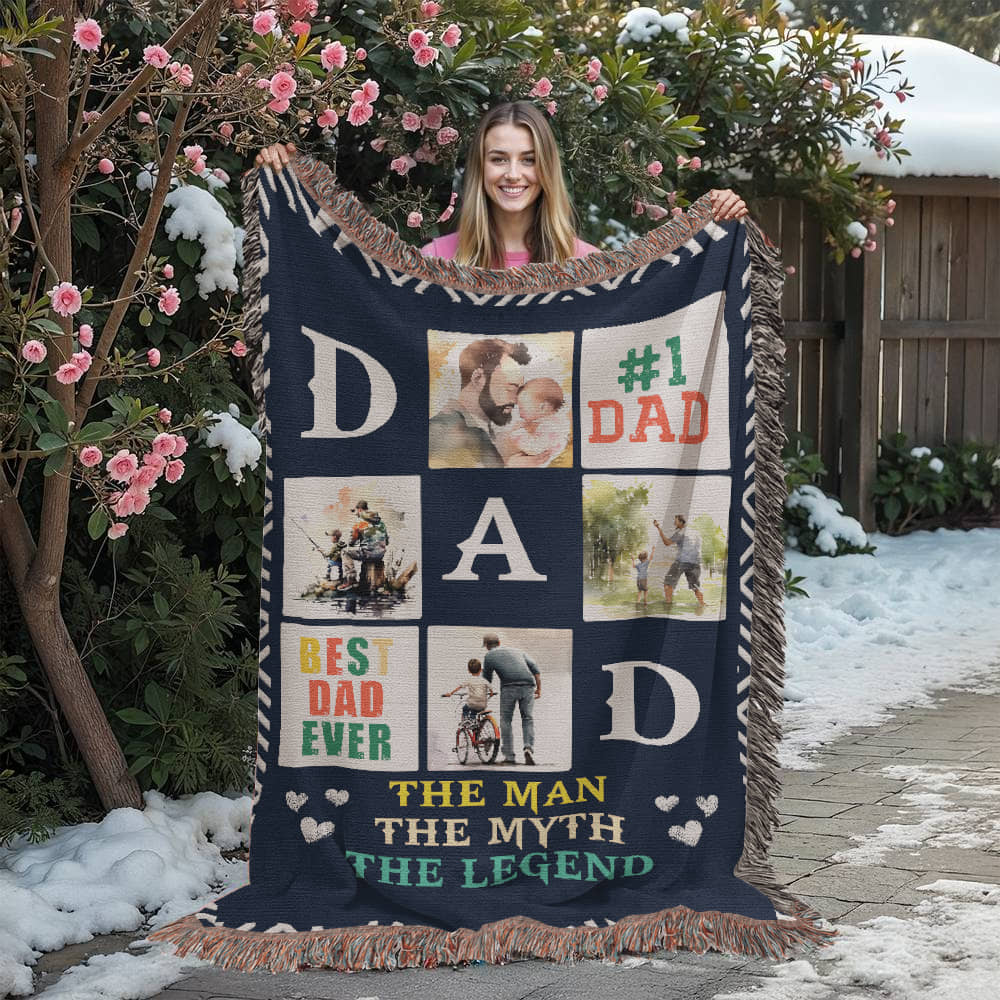 🏆 Best Dad Ever – Woven Blanket