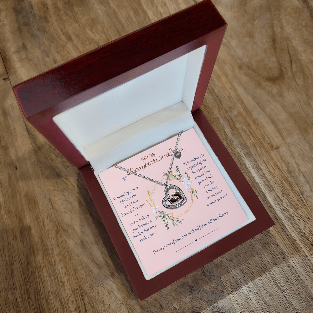 To My Daughter-in-Law – Baby Feet Heart Necklace – New Baby Gift from Mother-in-Law