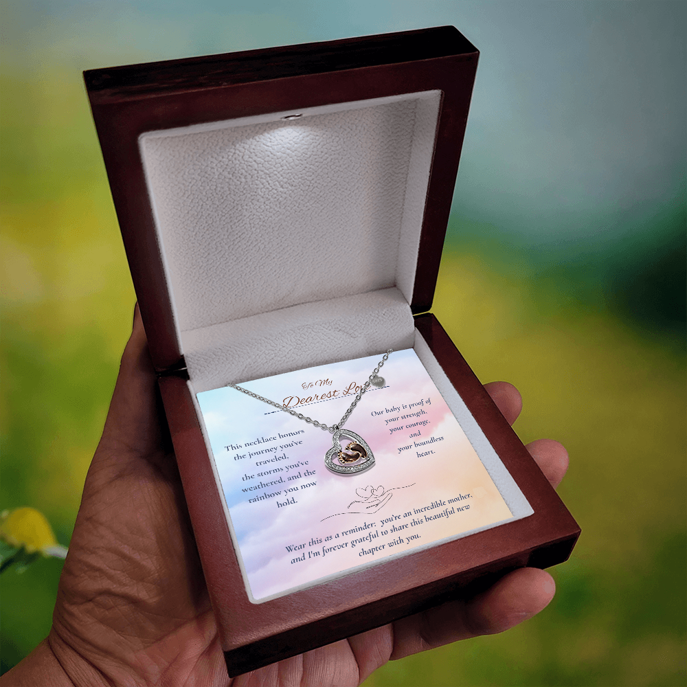 Rainbow Baby Necklace – Heart & Baby Feet Pendant – Pregnancy After Loss Gift for Mom