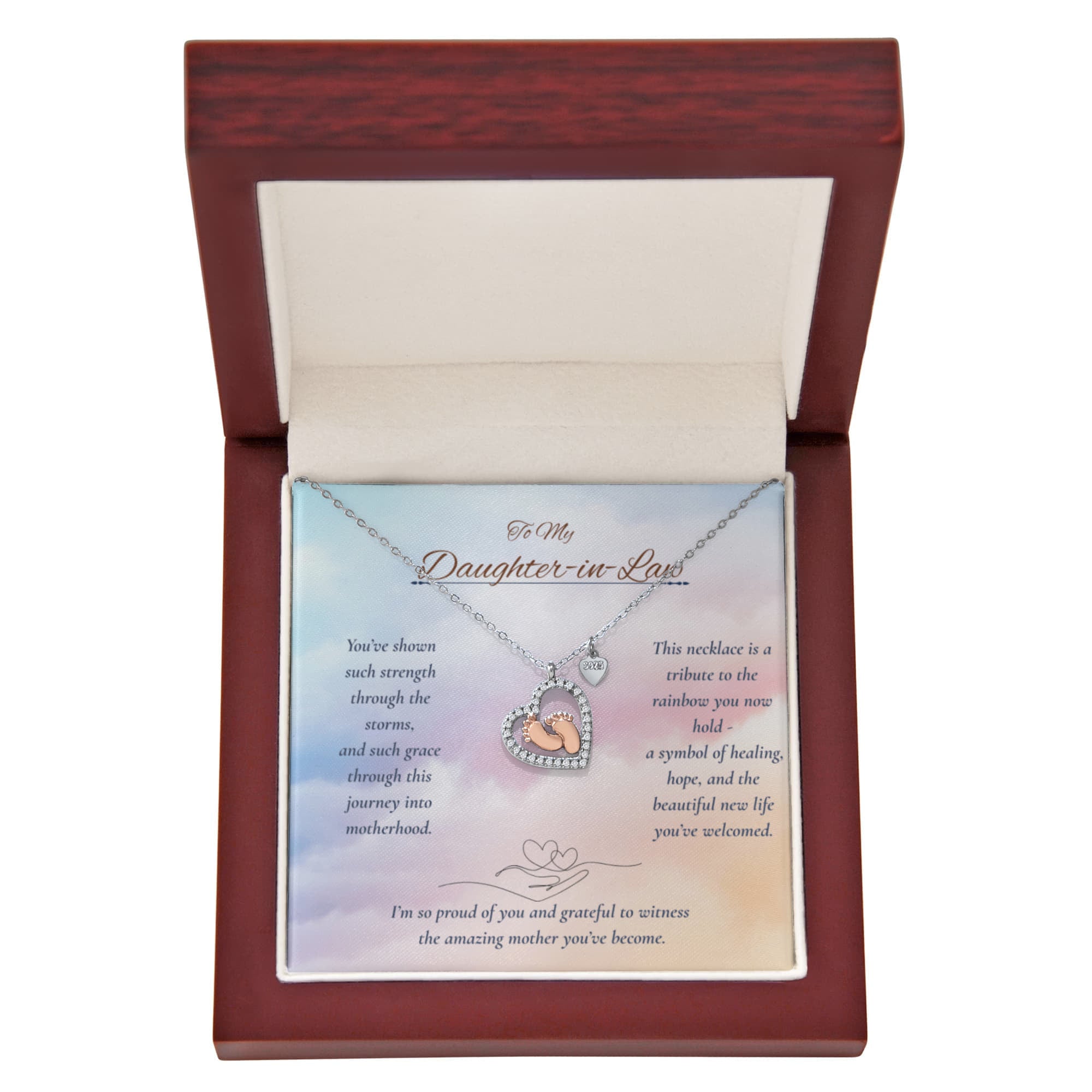 To My Daughter-in-Law – Rainbow Baby Necklace – Gift for Baby after Pregnancy Loss