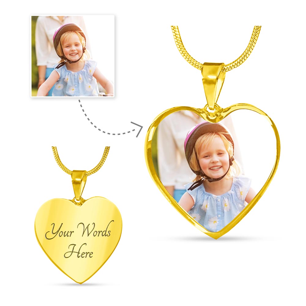 Personalized Photo and Engraved Heart Pendant Necklace, Beautiful Gift for Mothers, Grandmother, Sister and New Moms