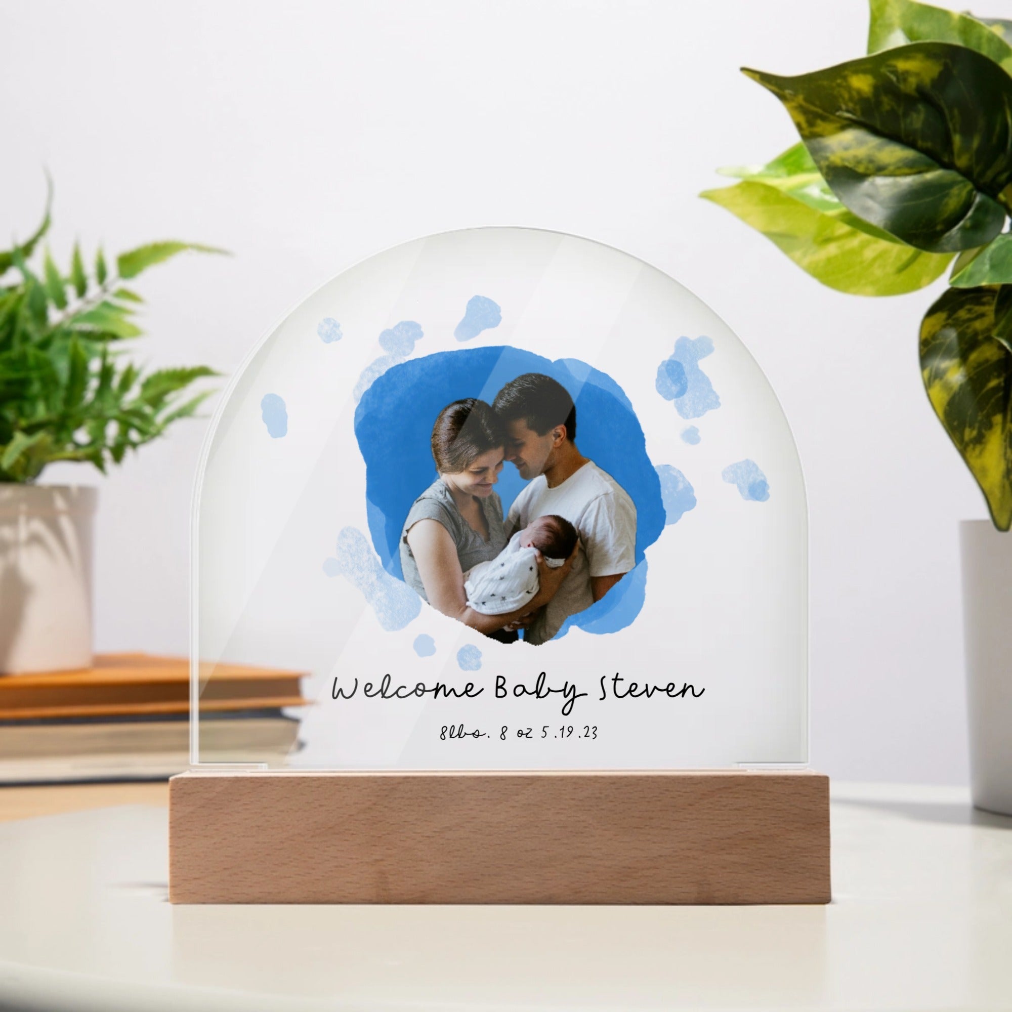 🌟 Custom Dome Acrylic Plaque with LED Base – Personalized Photo Gift for Every Occasion