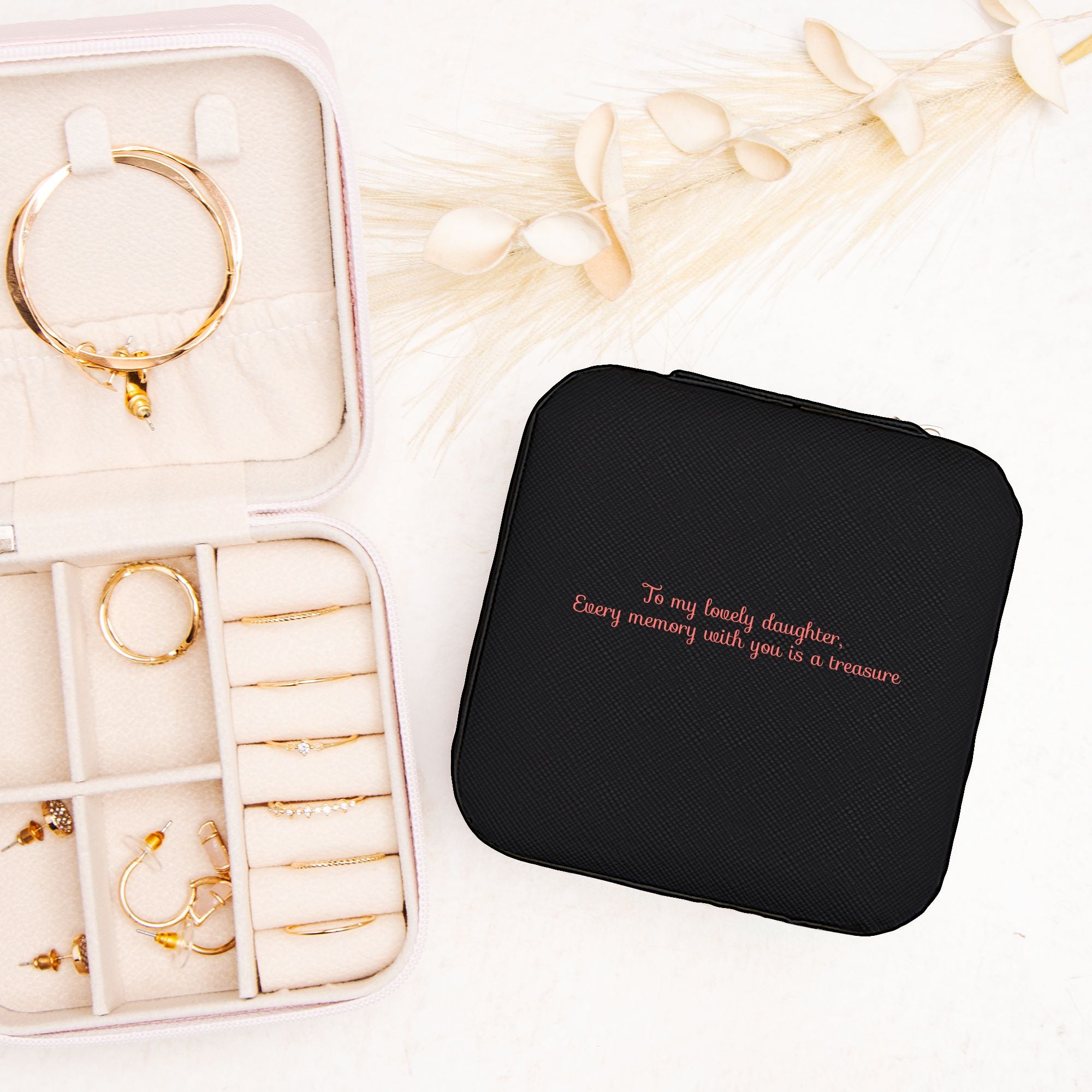💖 To My Daughter – Jewelry Travel Case | “Every Moment With You Is a Treasure” Gift