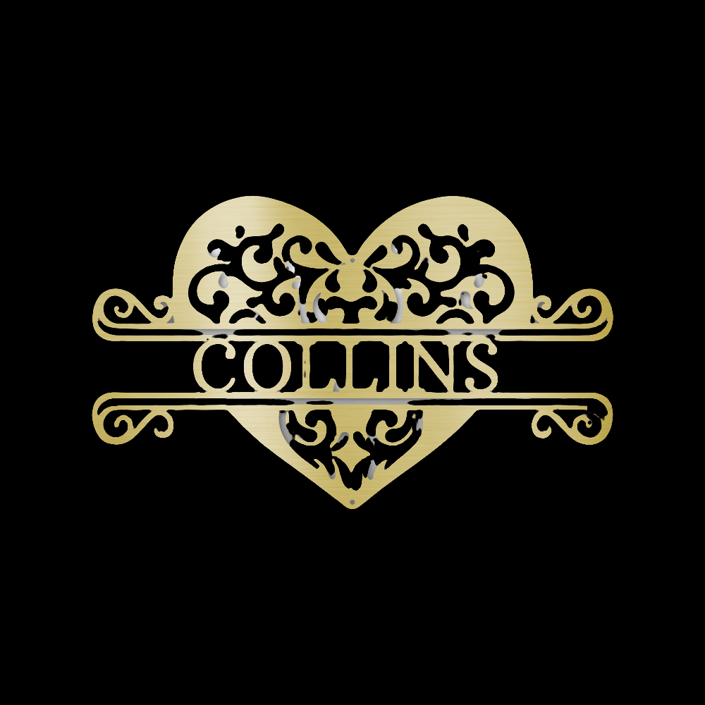 💖 Fancy Heart Monogram – Personalized Filigree Steel Sign with Name
