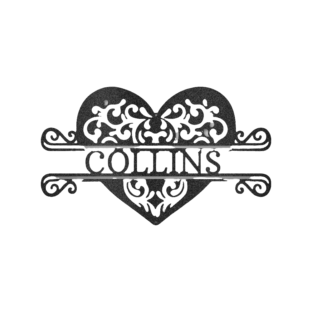 💖 Fancy Heart Monogram – Personalized Filigree Steel Sign with Name