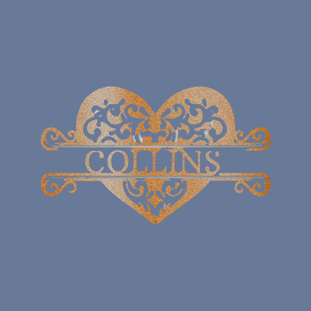 💖 Fancy Heart Monogram – Personalized Filigree Steel Sign with Name