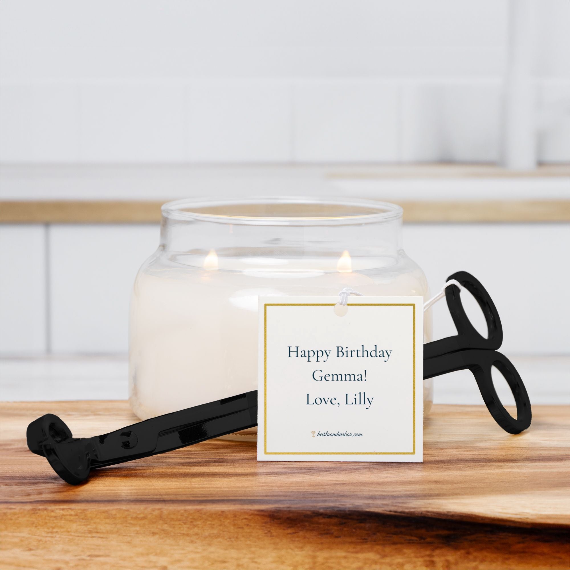 Custom Wick Trimmer with Personalized Gift Tag – Gold, Silver, or Black | Candle Care Tool