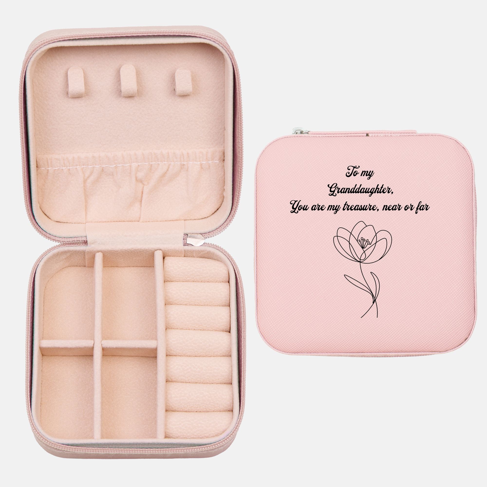 💖 To My Granddaughter – “You Are My Treasure” Jewelry Travel Case | Sentimental Faux Leather Keepsake
