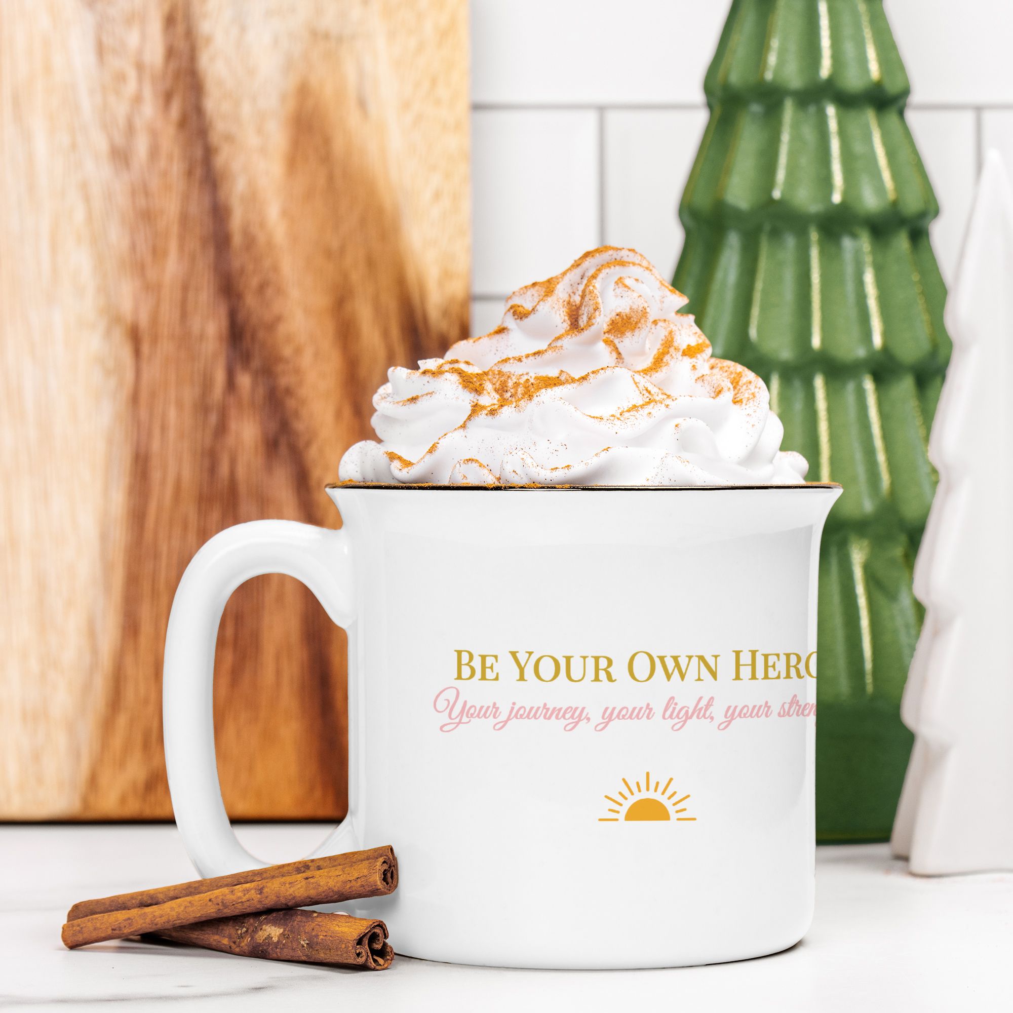 Be Your Own Hero Empowerment Mug – Personalized 13oz Ceramic Camp Mug for Self-Love, Encouragement & Gifts