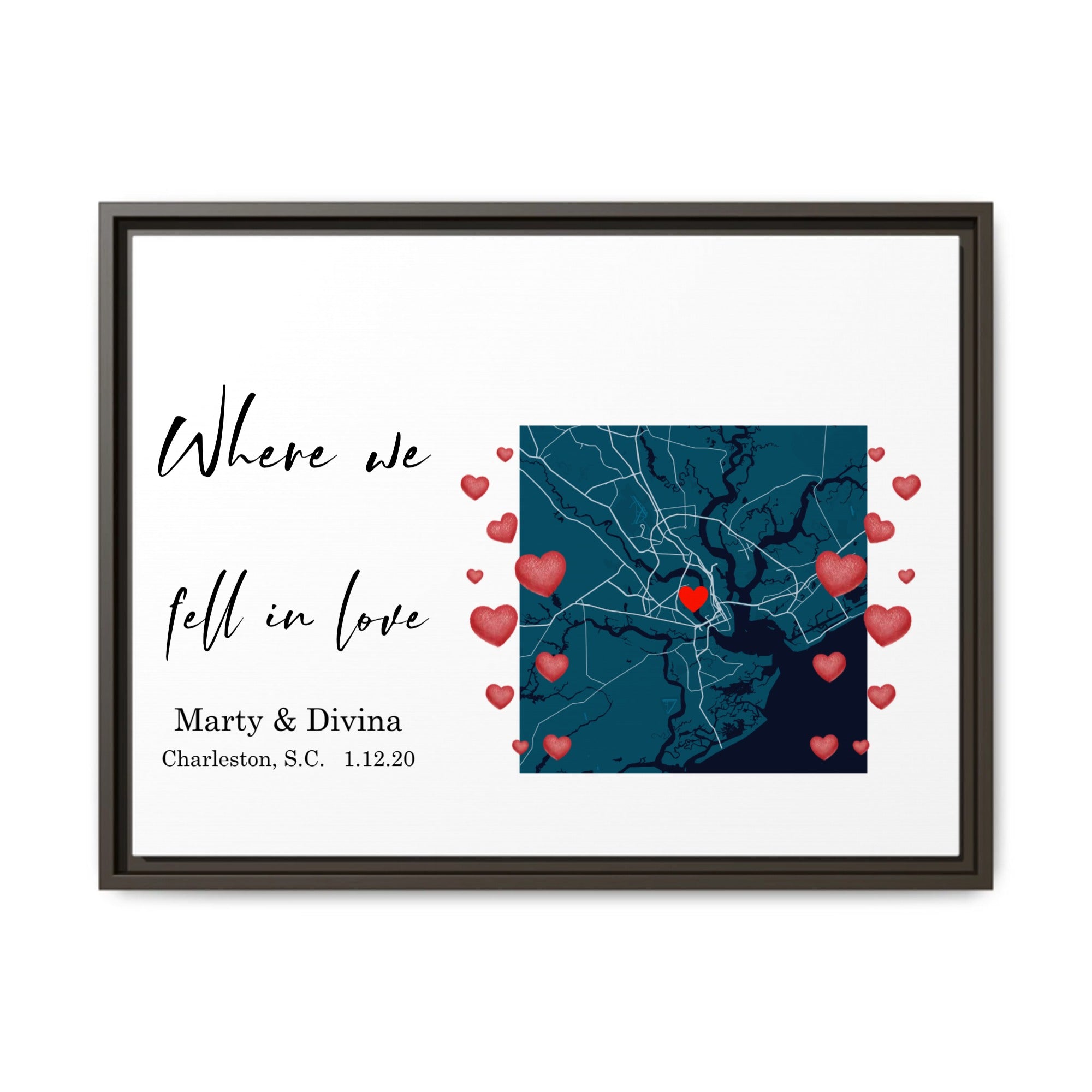 🗺️ Custom Map Framed Canvas – Personalized Location Wall Art | Sentimental Gift for Couples, Family & Home