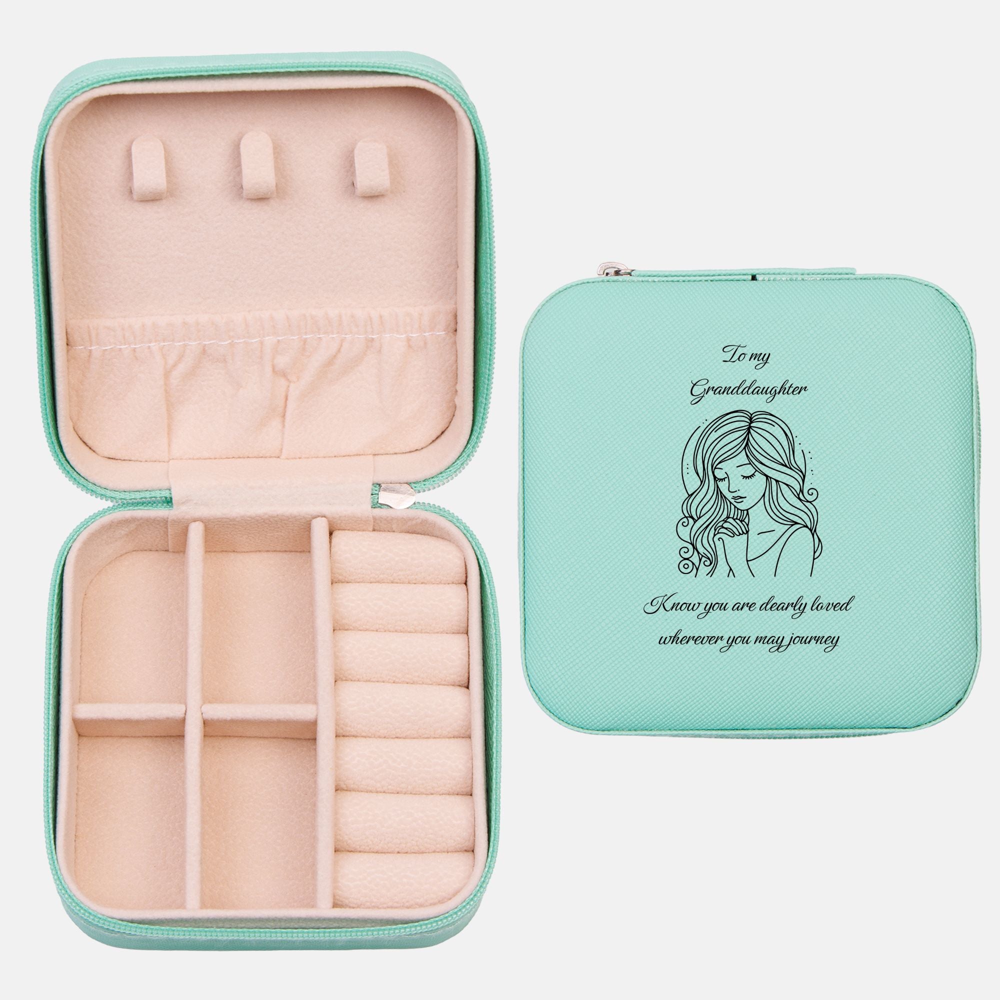 🌟 To My Granddaughter – Travel Prayer Jewelry Case | “Know You Are Dearly Loved” Keepsake Organizer