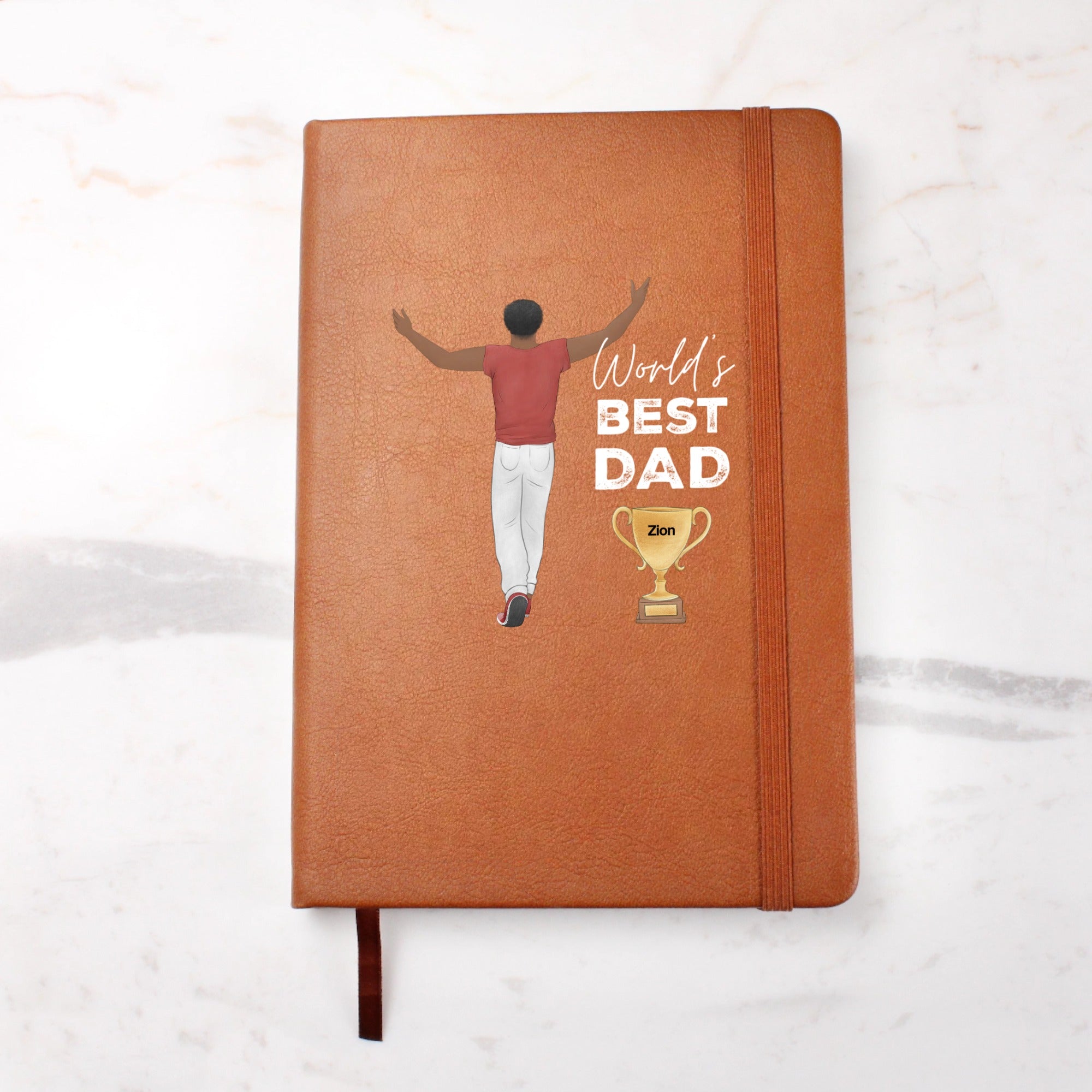 📓 Personalized “Best Dad” Leather Journal – Custom Character Gift for Father’s Day or Birthday