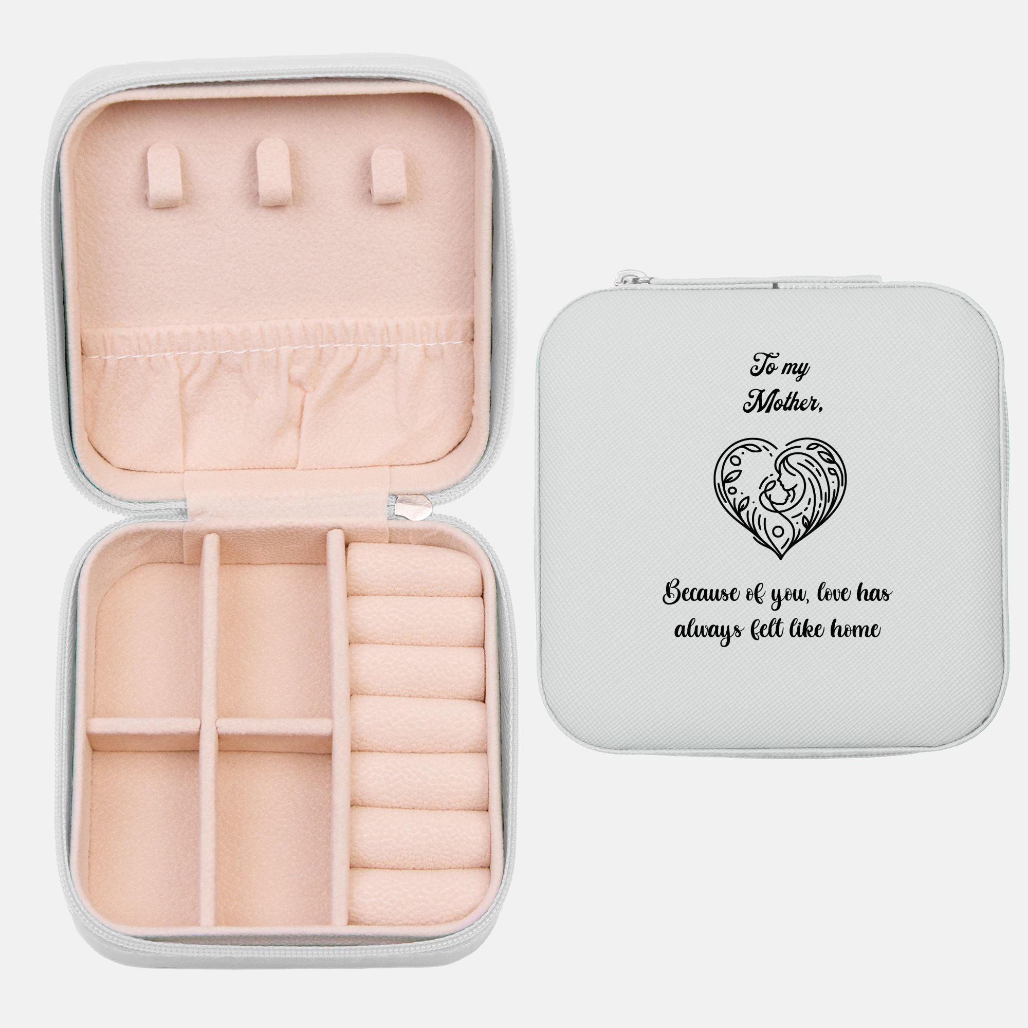 🌷 To My Mother – “Love Has Always Felt Like Home” Jewelry Travel Case | Sentimental Faux Leather Organizer