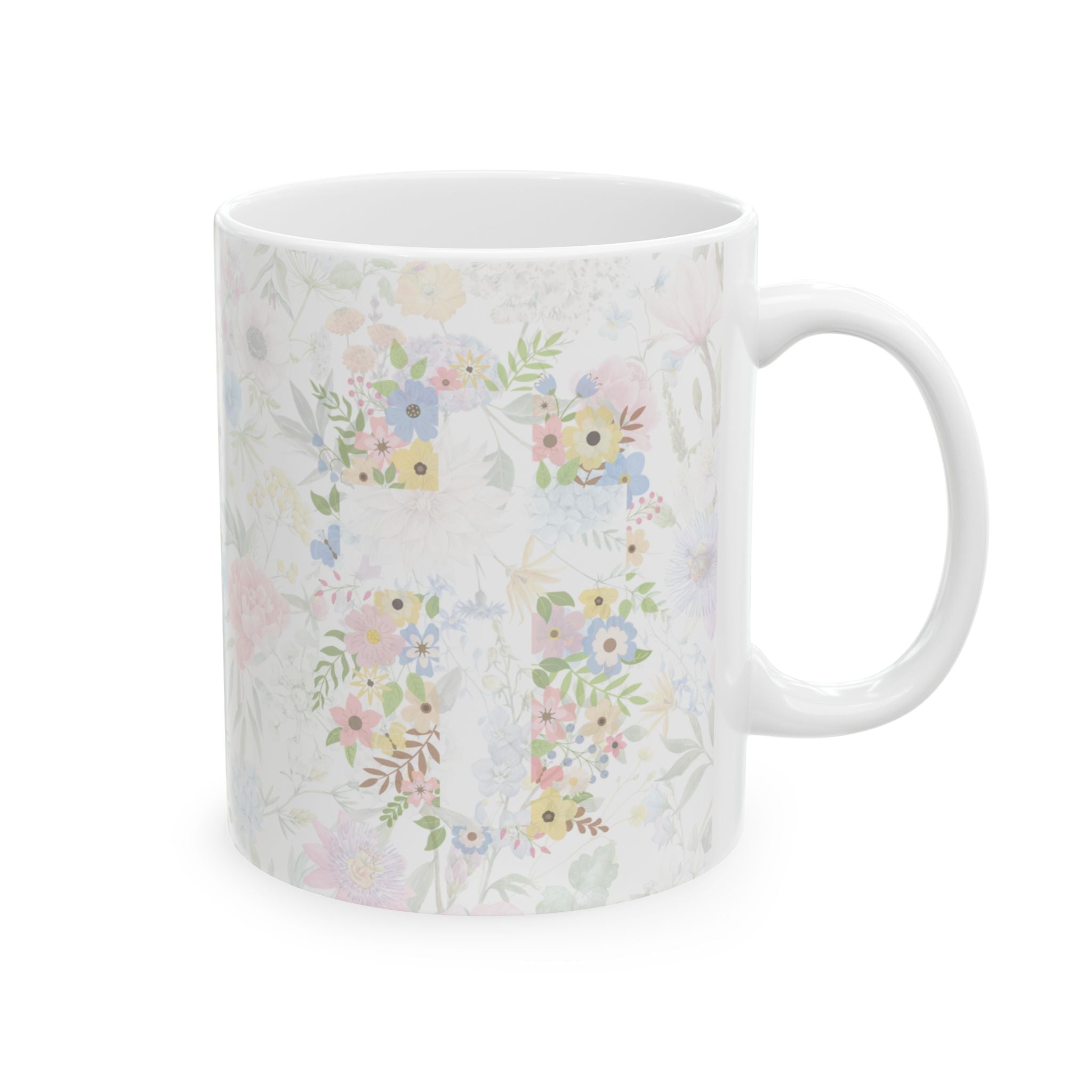 Grandma Mug – “Because of You” Floral Coffee Cup with Cross | Faith-Inspired Ceramic Gift, 11oz or 15oz cup