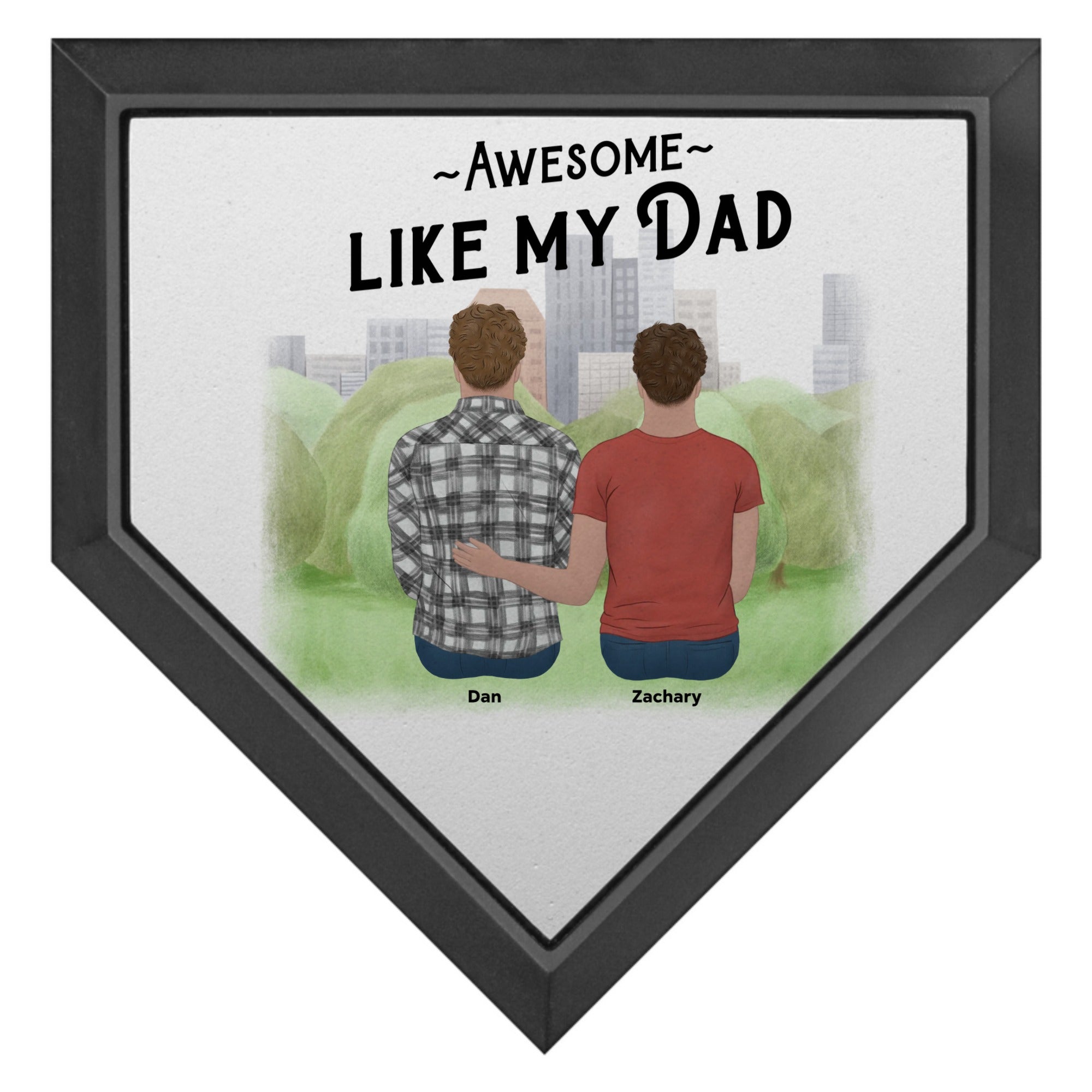 Custom Baseball Home Plate Keepsake – Personalized Father & Child Gift with Names & Characters