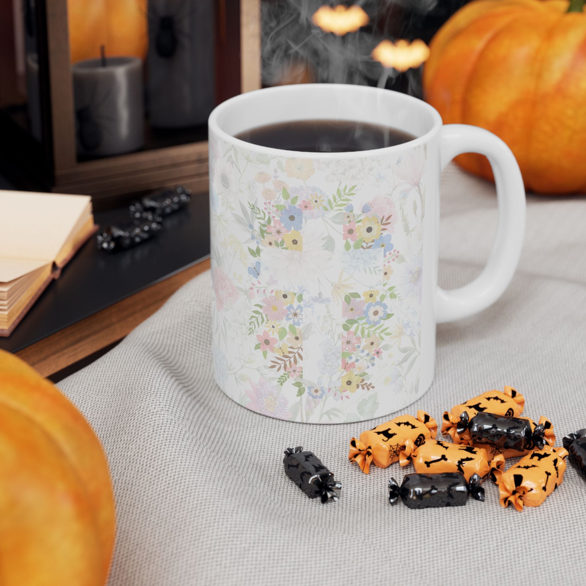 Grandma Mug – “Because of You” Floral Coffee Cup with Cross | Faith-Inspired Ceramic Gift, 11oz or 15oz cup