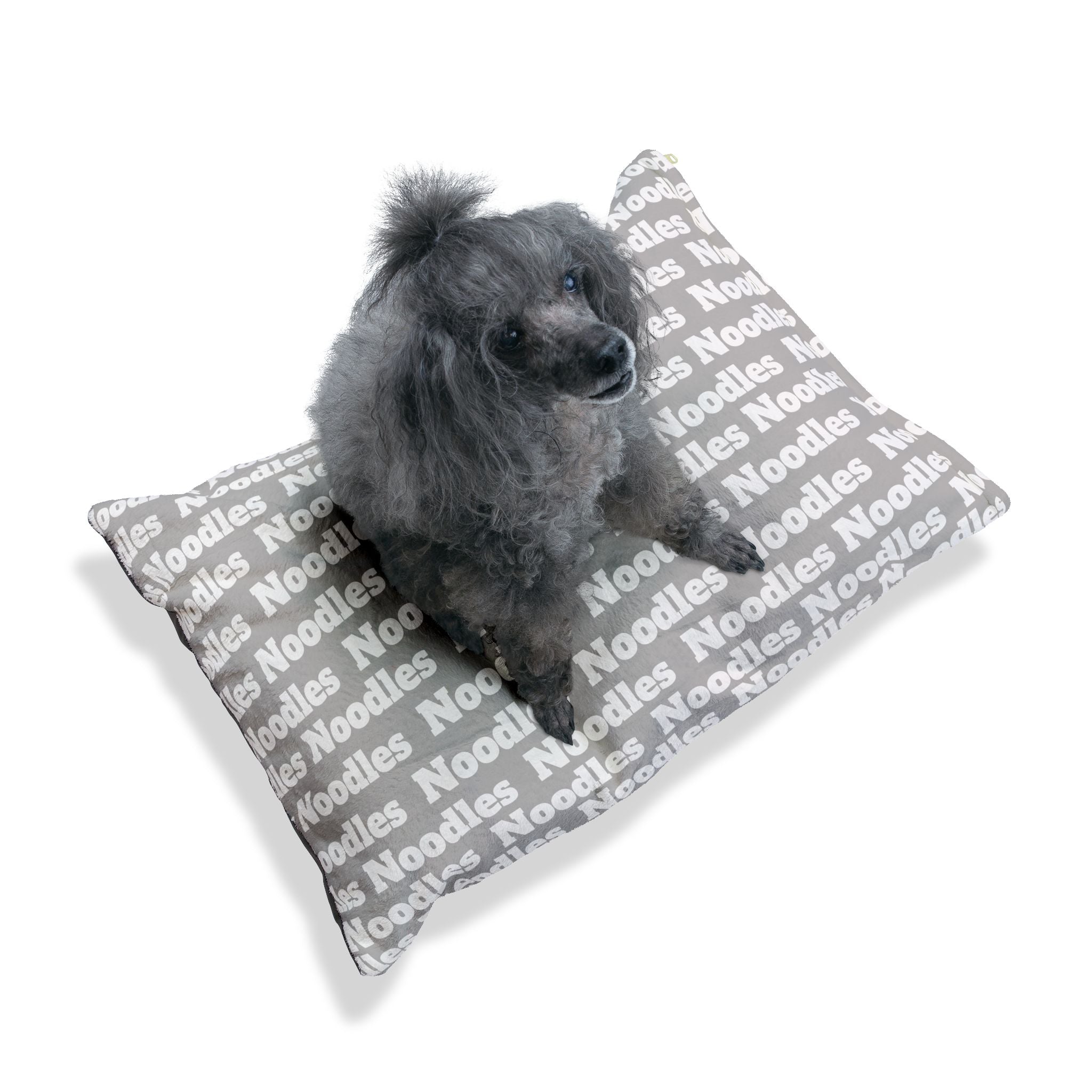 Personalized Pet Name Bed – Light Grey Washable Dog or Cat Pillow with Custom Name
