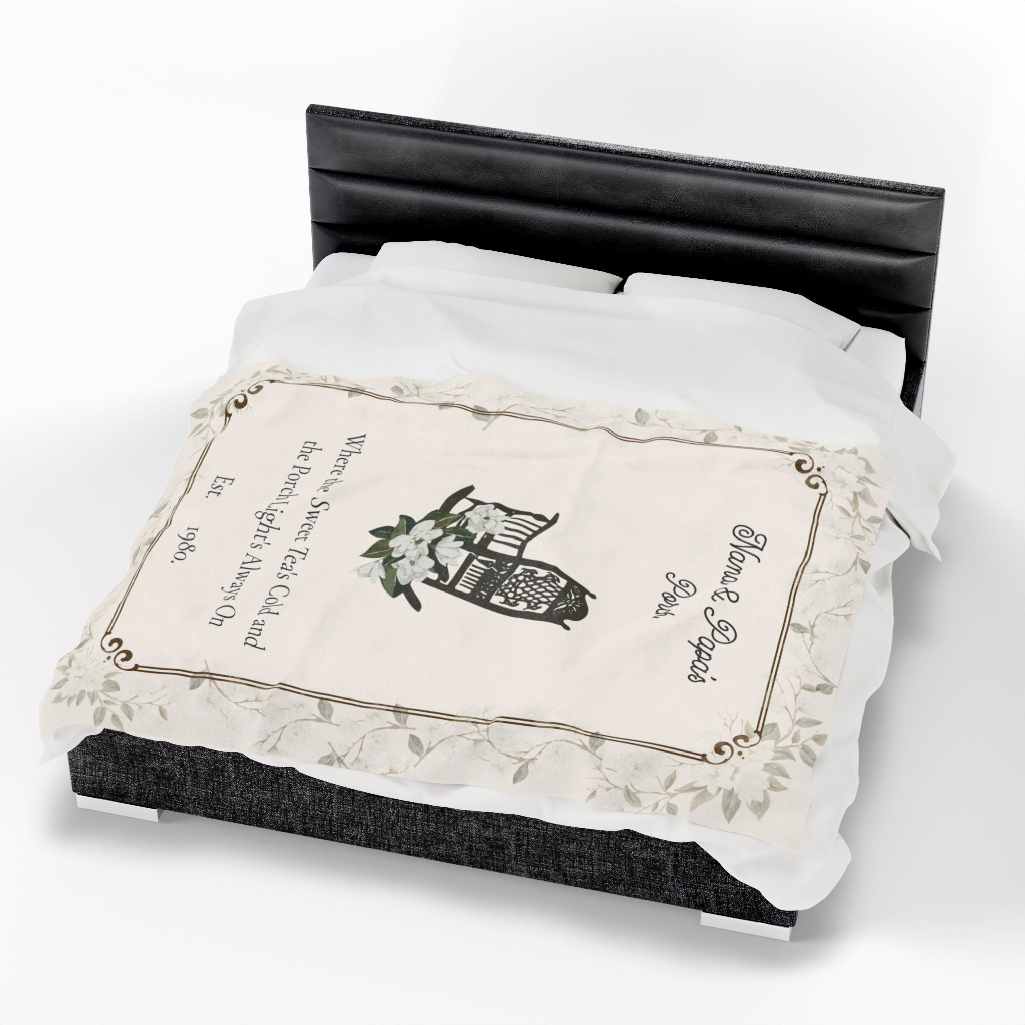 Personalized Rocking Chair Porch Blanket – “Where the Sweet Tea’s Cold” | Cozy Velveteen Throw for Nana, Papa, Grandparents | Southern Gift, 3 Sizes