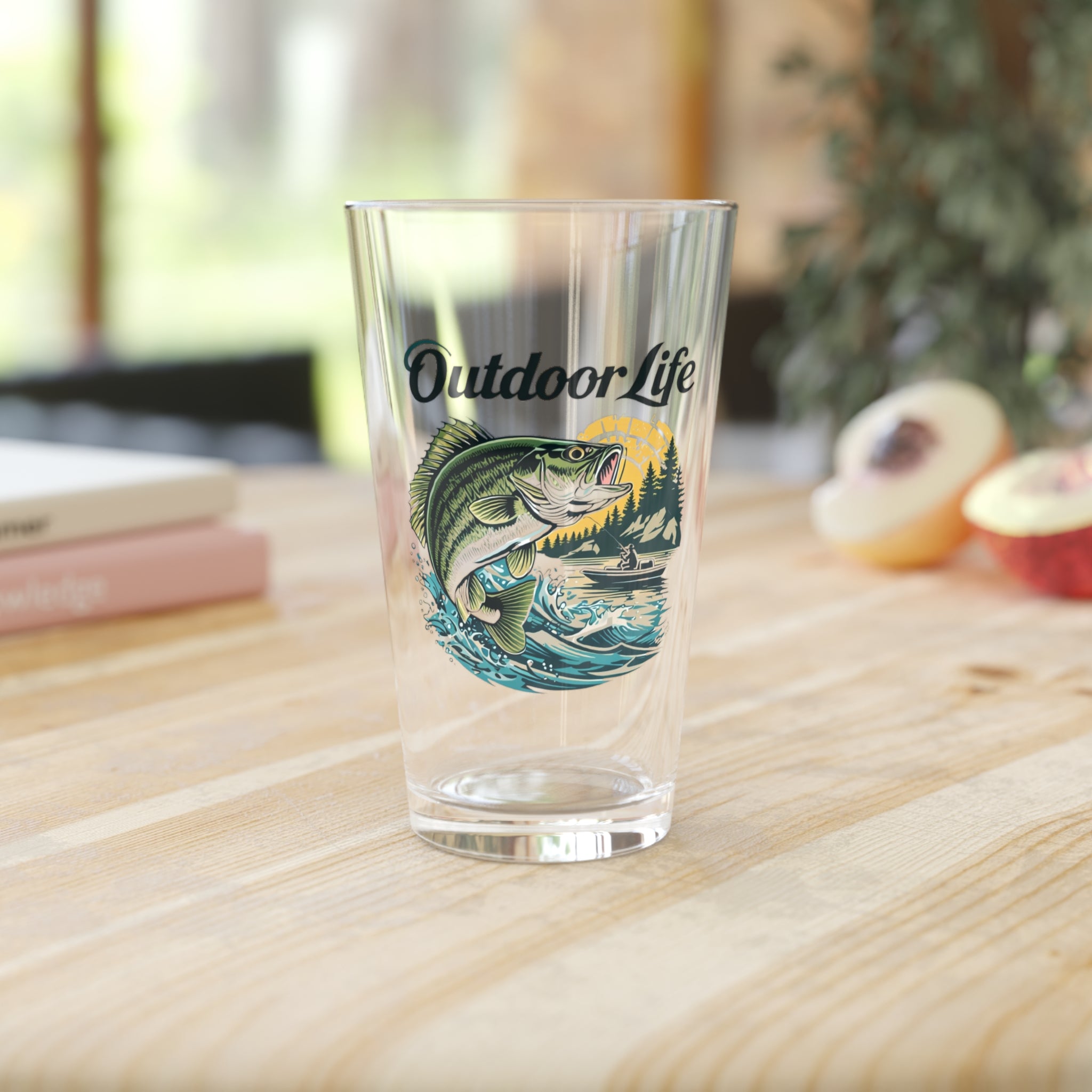 Outdoor Life Fishing Pint Glass - 16oz for Nature Lovers