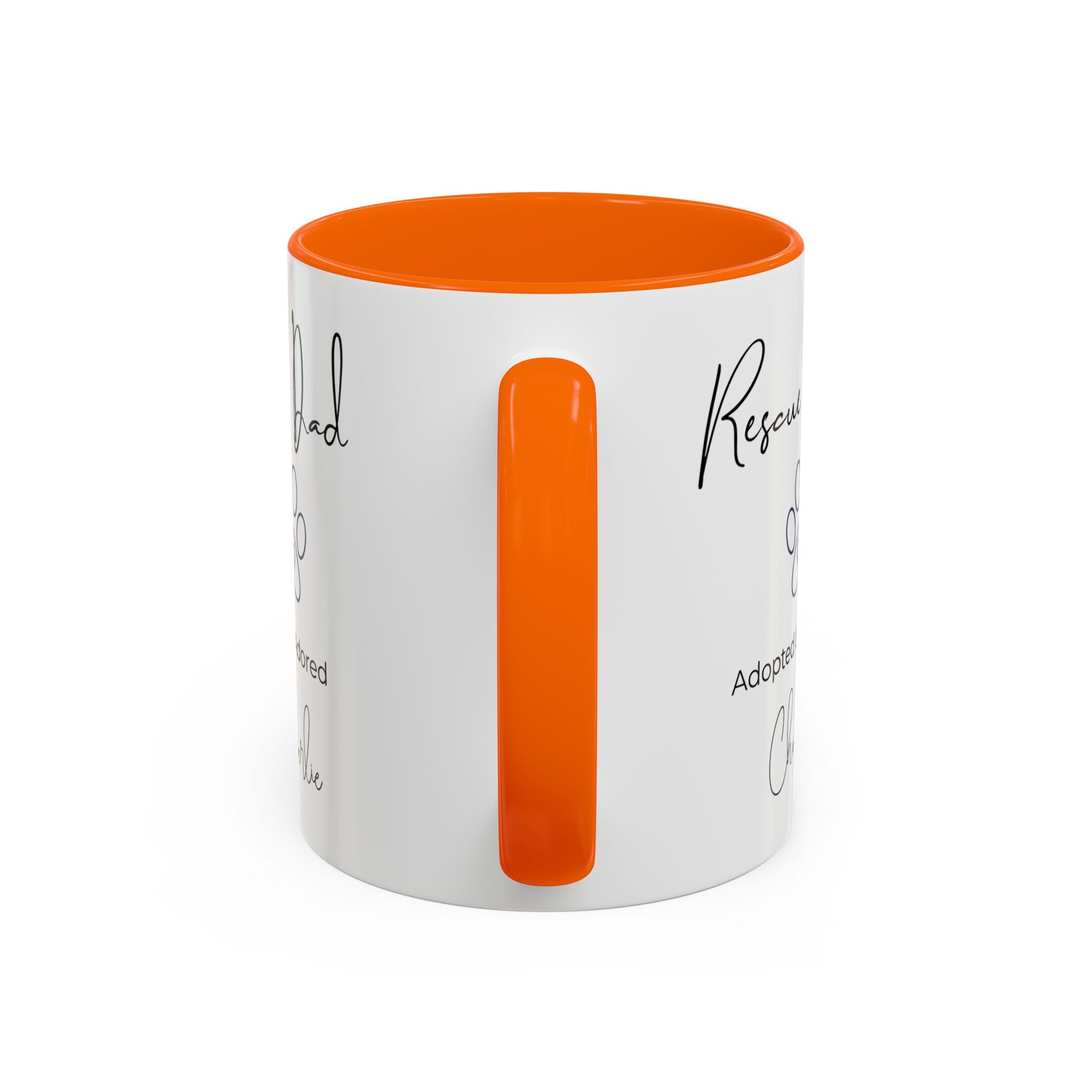 Rescue Dad Mug with Pet Name – Personalized Dog Lover Gift, Adopted & Adored, 15oz Accent Coffee Mug, Dishwasher Safe, USA Made
