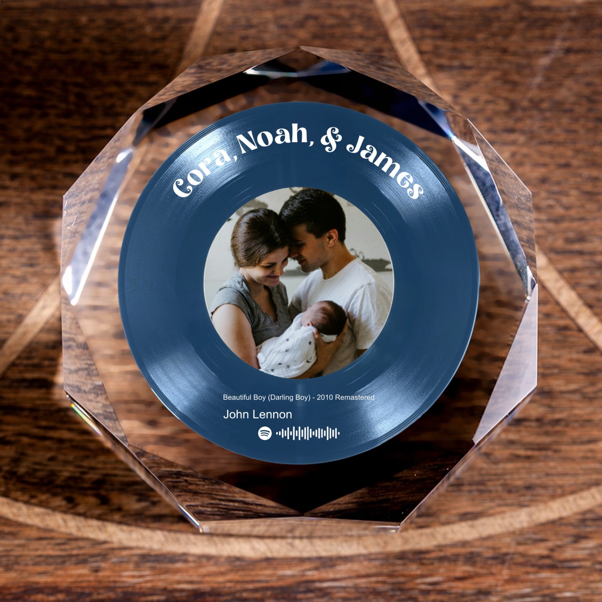 Personalized Crystal Spotify Song Plaque – Custom Photo & Music Keepsake in Faceted Crystal Puck