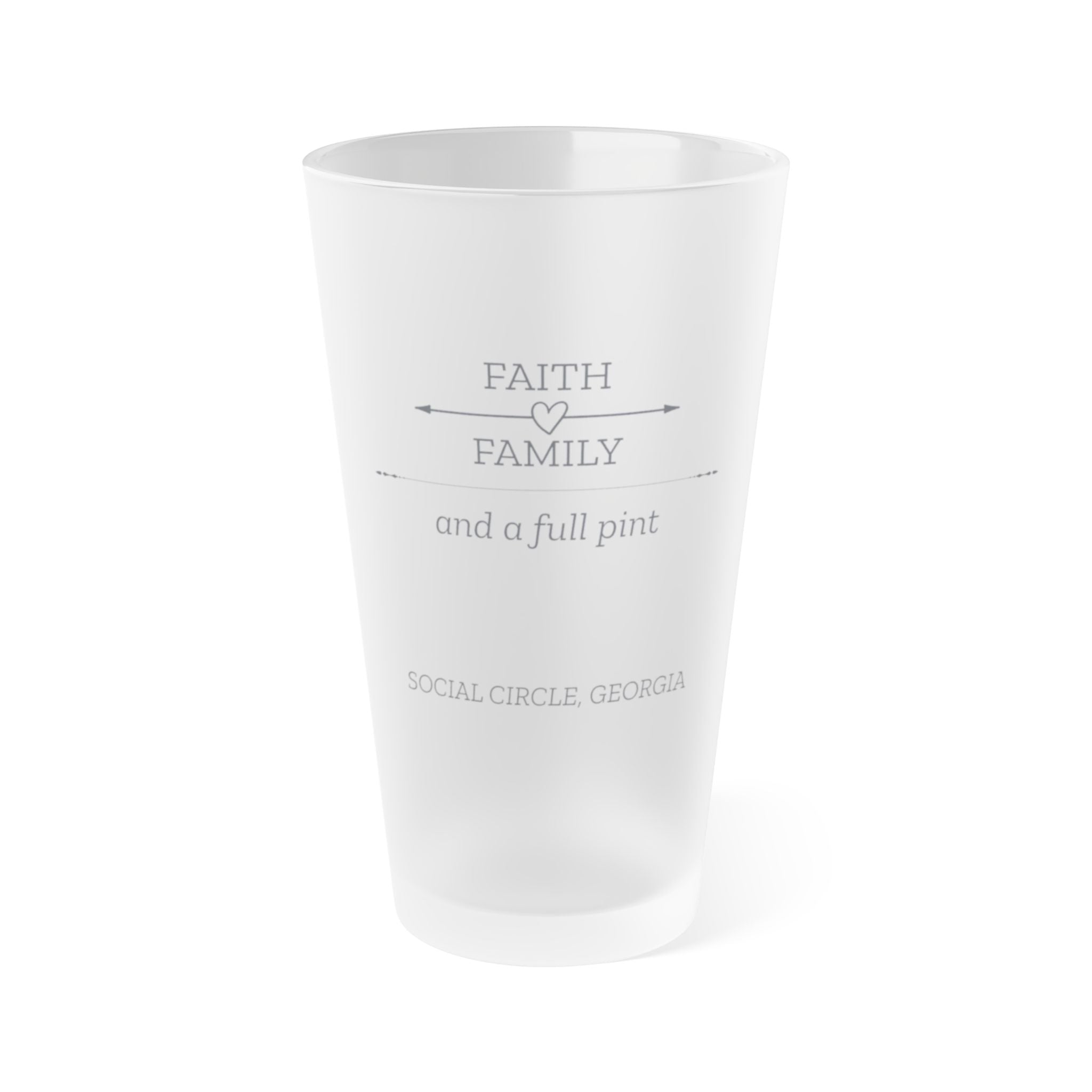 Faith, Family, and a Full Pint – Personalized Frosted Pint Glass | Rustic Christian Gift for Dad, Grandpa, Husband | Sentimental Barware, 16oz