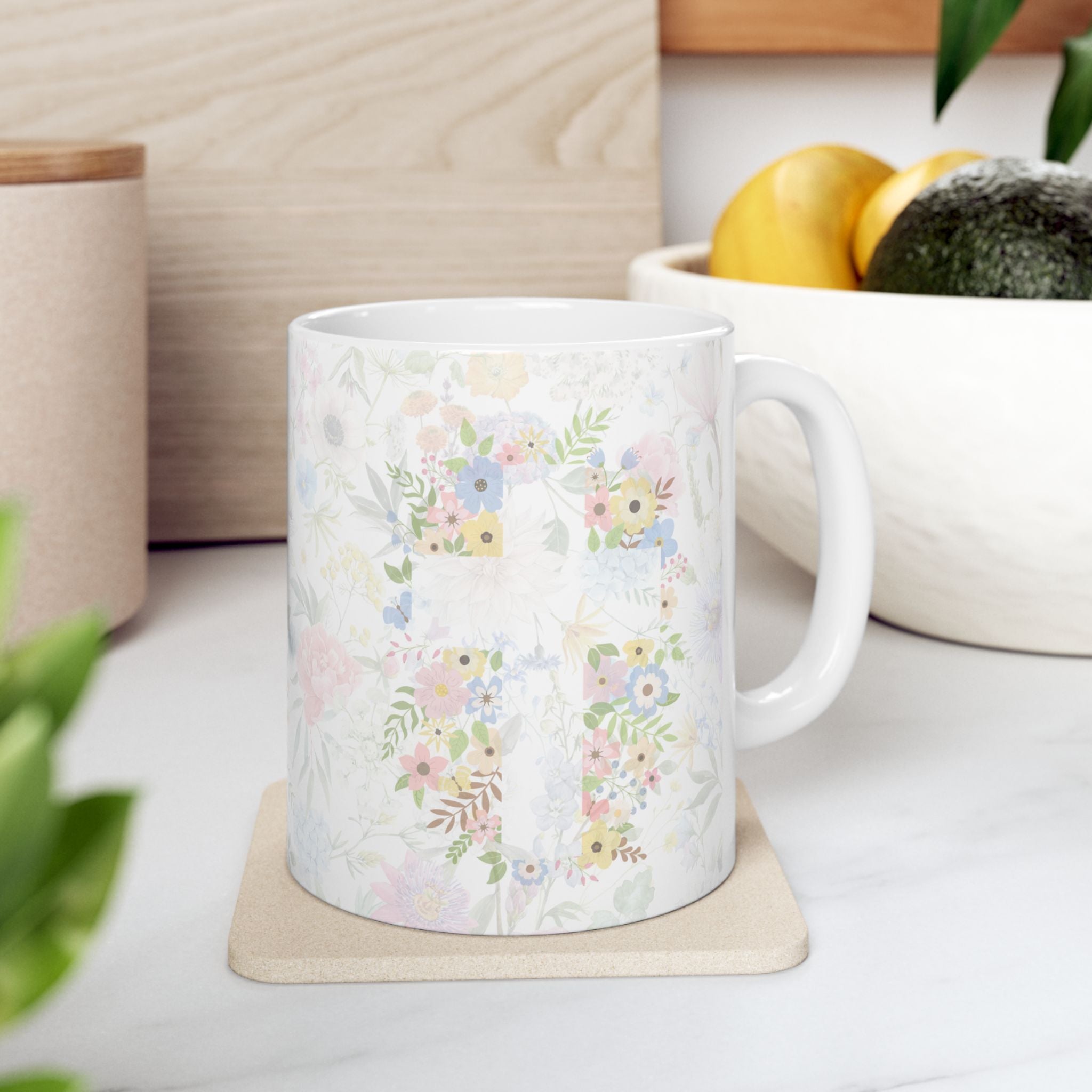 Grandma Mug – “Because of You” Floral Coffee Cup with Cross | Faith-Inspired Ceramic Gift, 11oz or 15oz cup