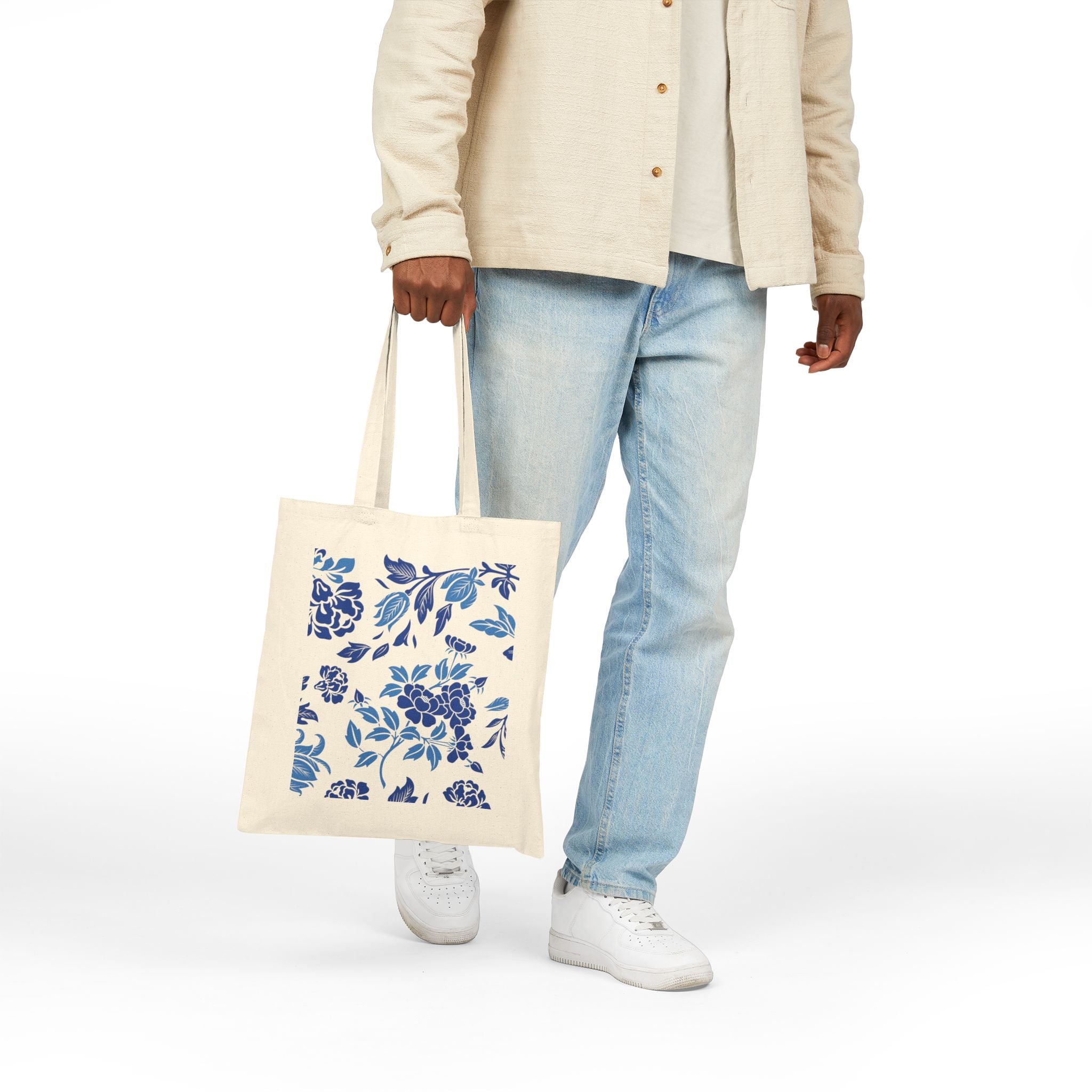 🌸 World Class Grandma Blue Floral Chinoiserie Canvas Tote | Elegant Gift for Grandma